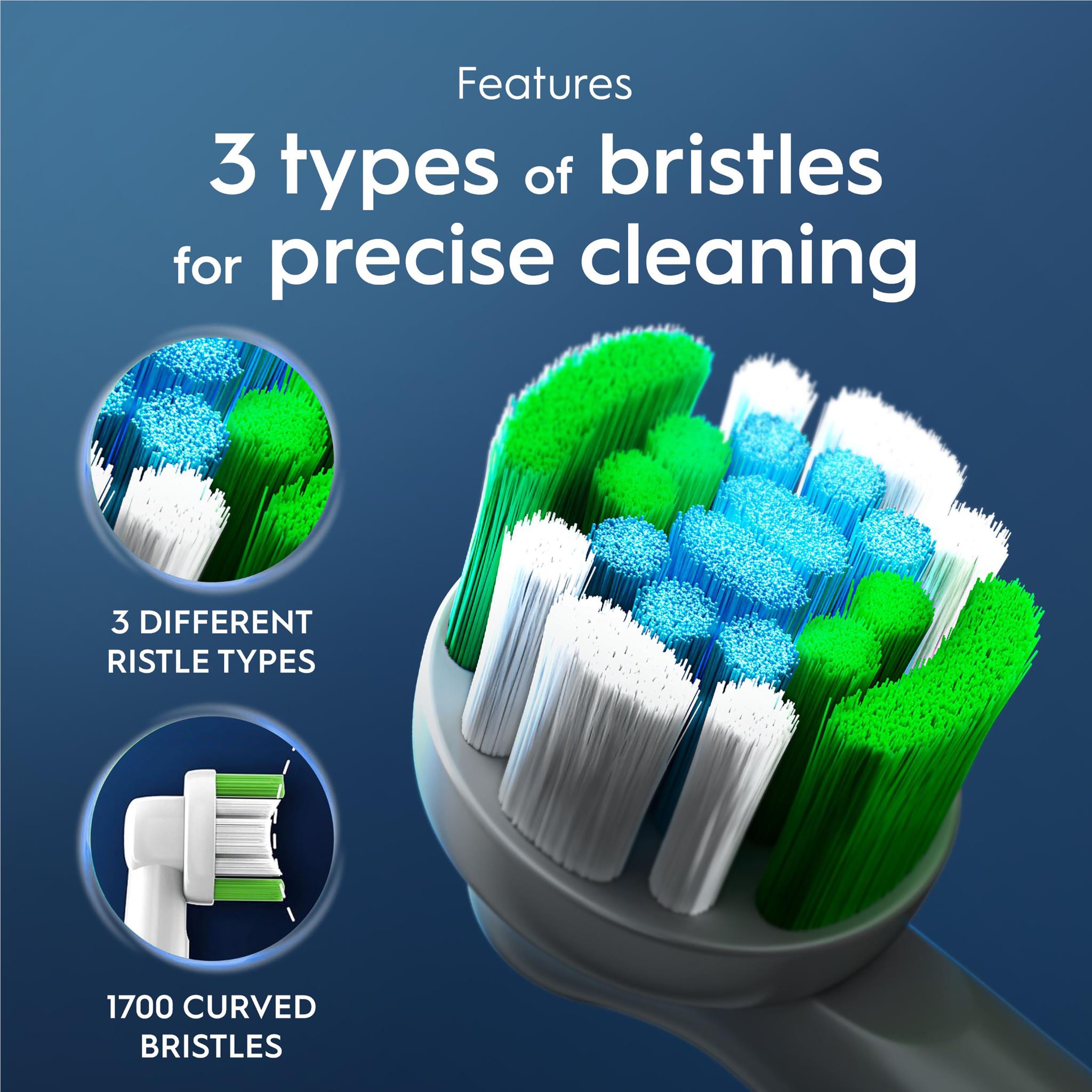 Toothbrush brush head with multiple bristle types for precise cleaning