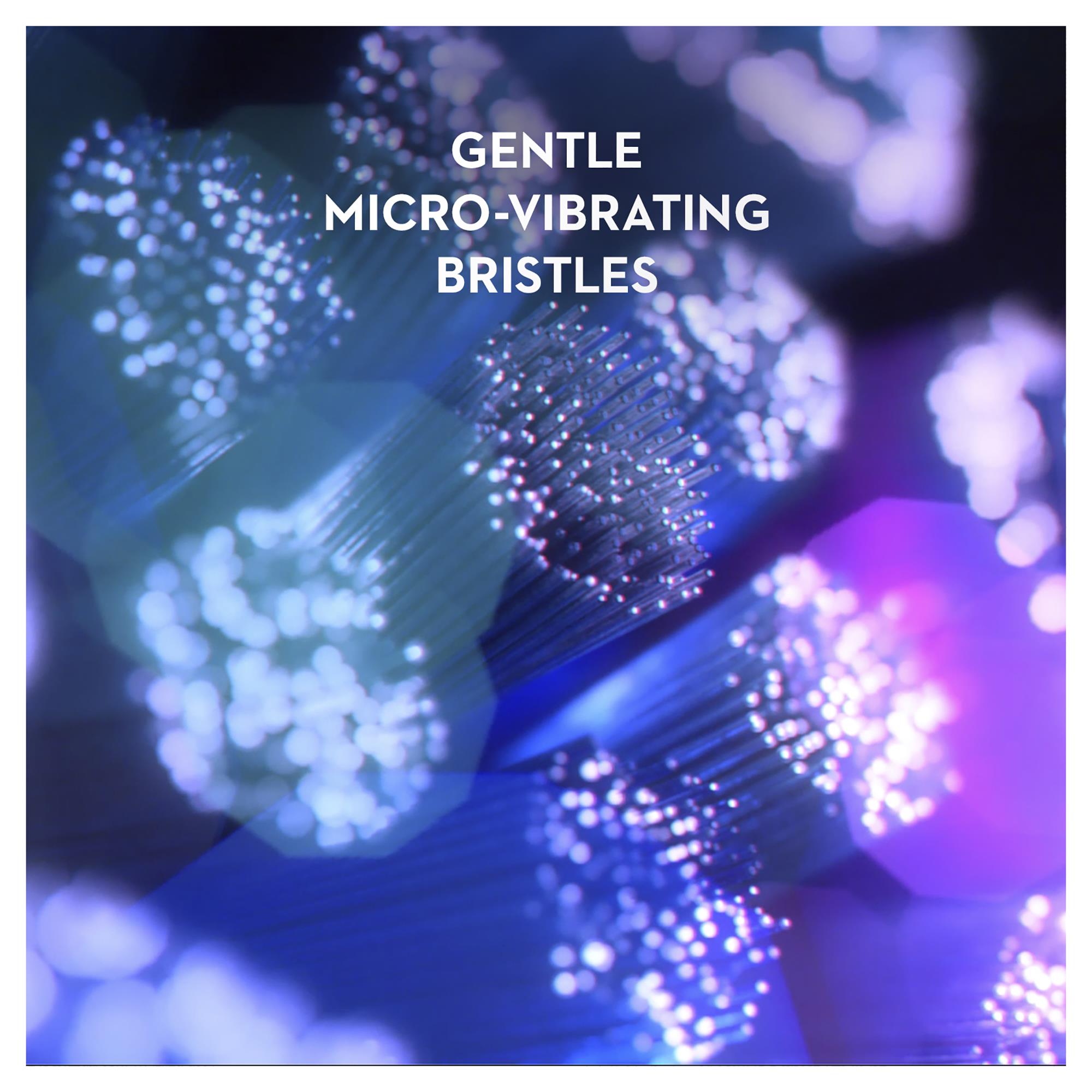 Close-up of blue micro-vibrating bristles on a replacement toothbrush head.