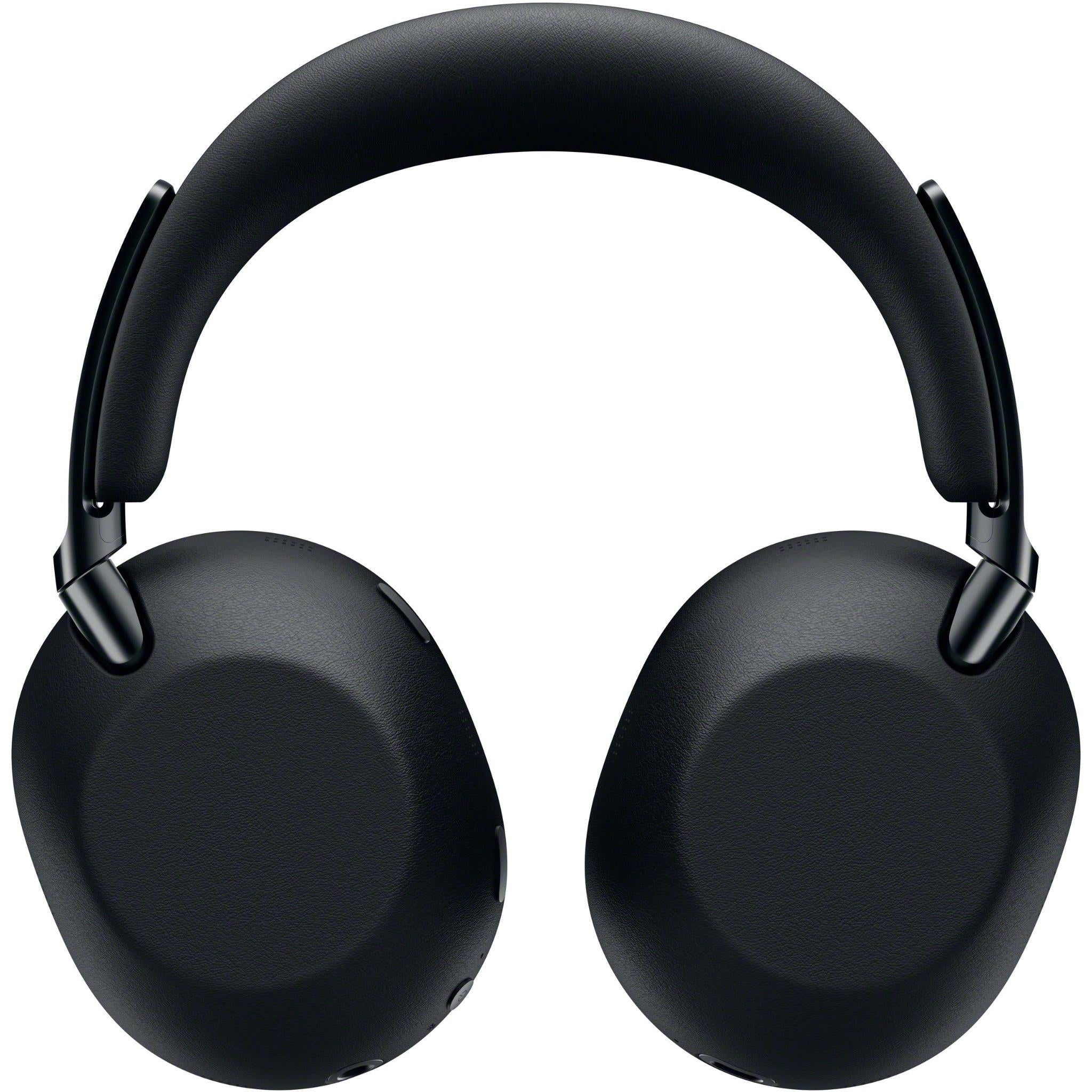 Black over-ear headphones front view with two ear cups and adjustable headband