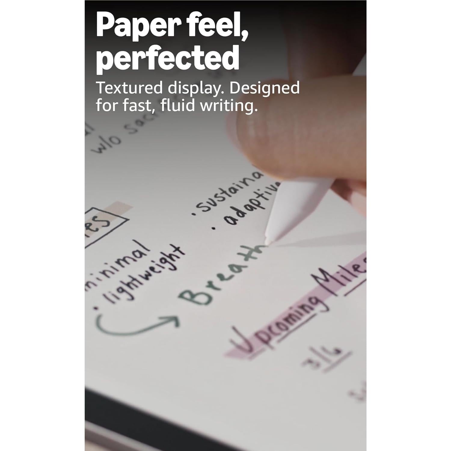 Close view of Kindle Scribe Colorsoft screen with stylus writing and diagrams