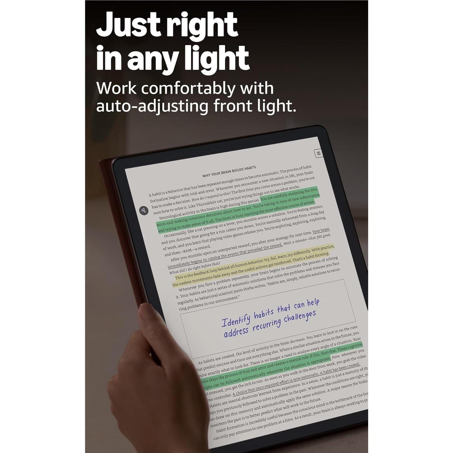 Amazon Kindle Scribe Colorsoft 11-inch digital notebook showing bright reading page