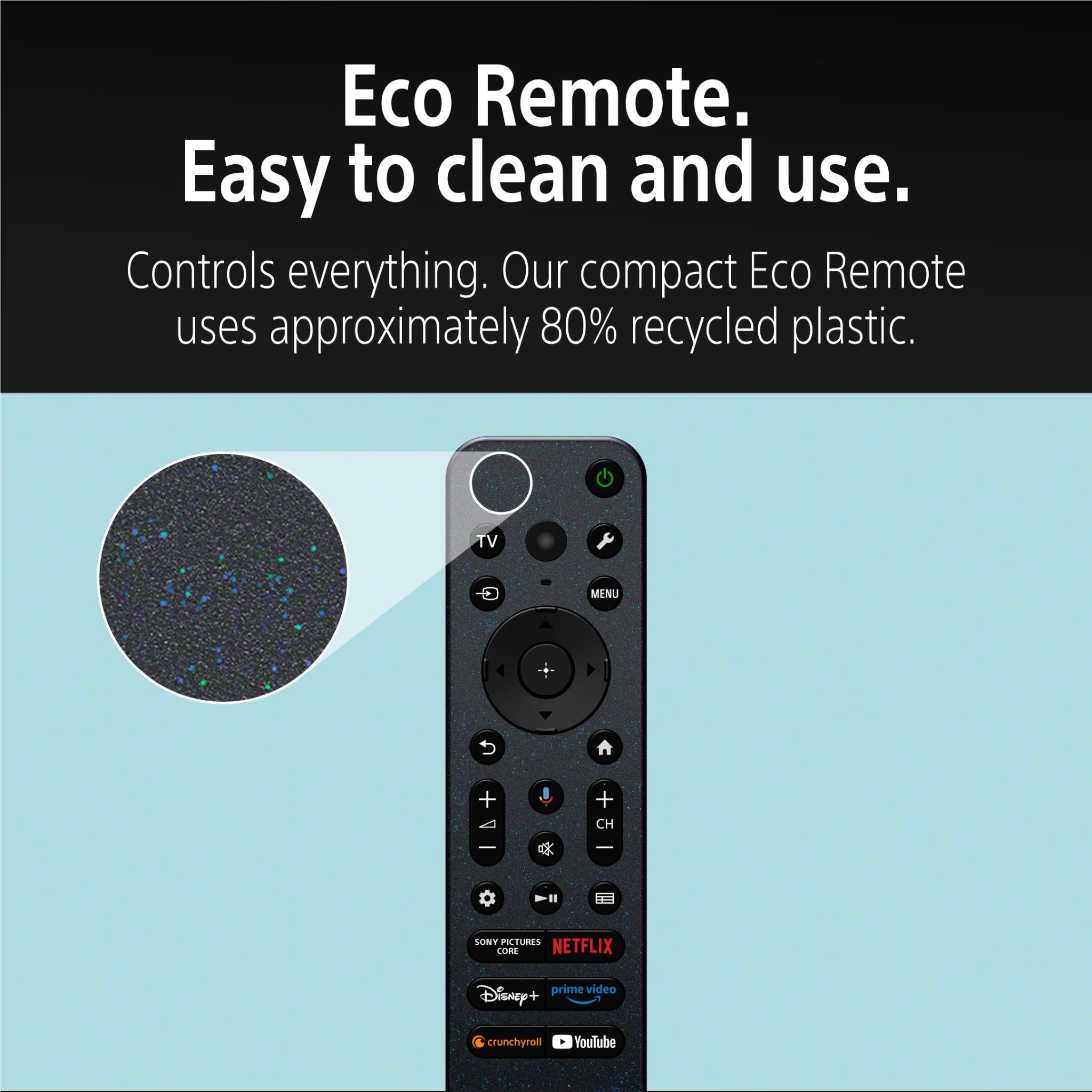 Eco Remote smart TV remote, black compact design with buttons