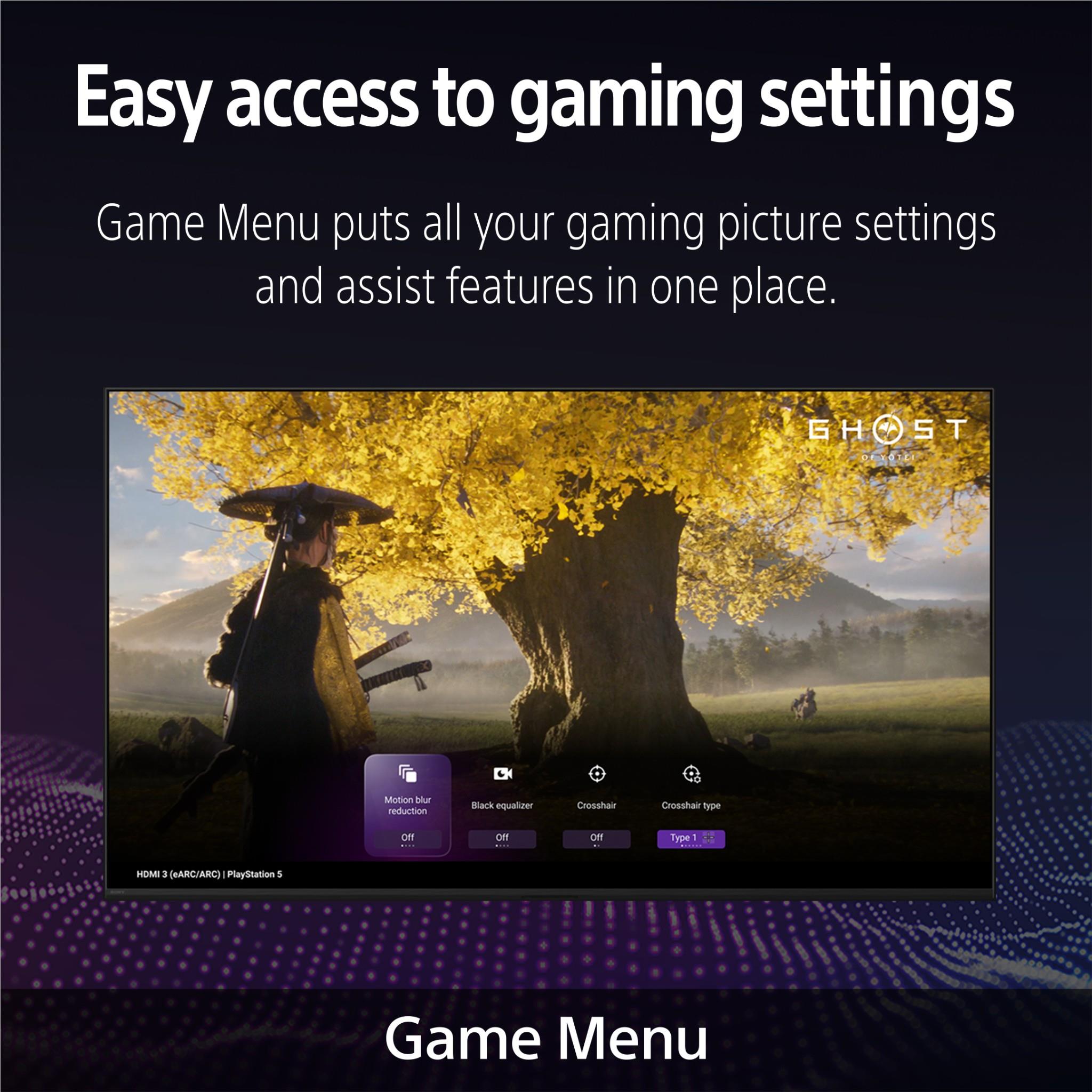 Sony BRAVIA 3 II TV showing a game menu overlay on a Ghosts game screen.