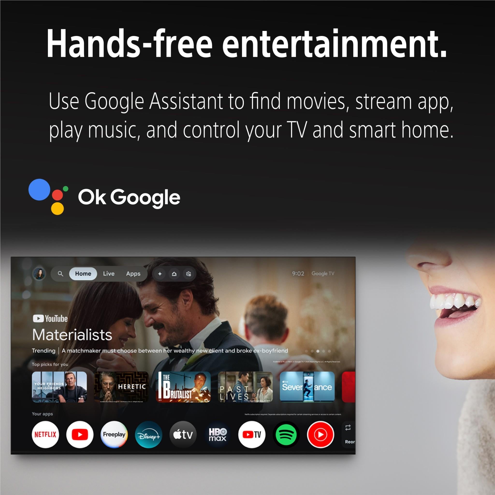 Sony BRAVIA 3 II TV with Google Assistant app-style interface on screen