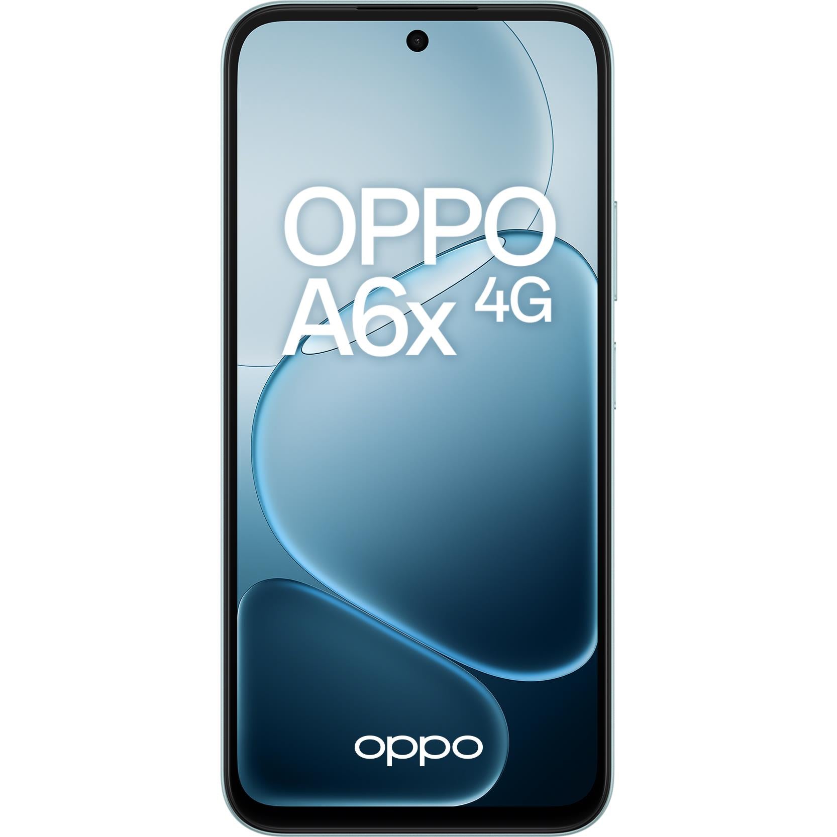 Ice blue smartphone front view with curved display