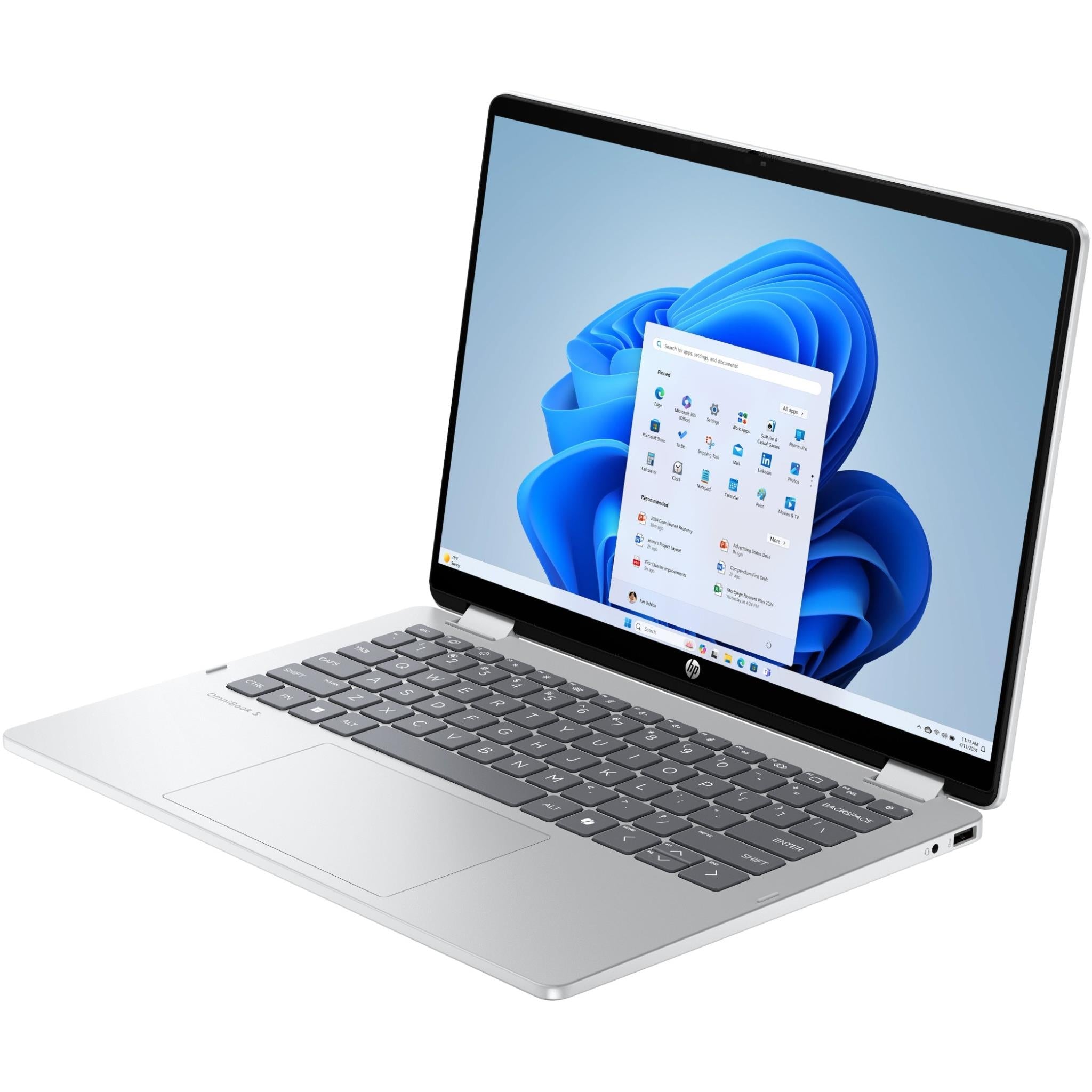 HP OmniBook 5 Flip 14 inch OLED 2-in-1 AI PC laptop in silver, image 2 - Business & Home Laptops at Tech Supply Shed NZ