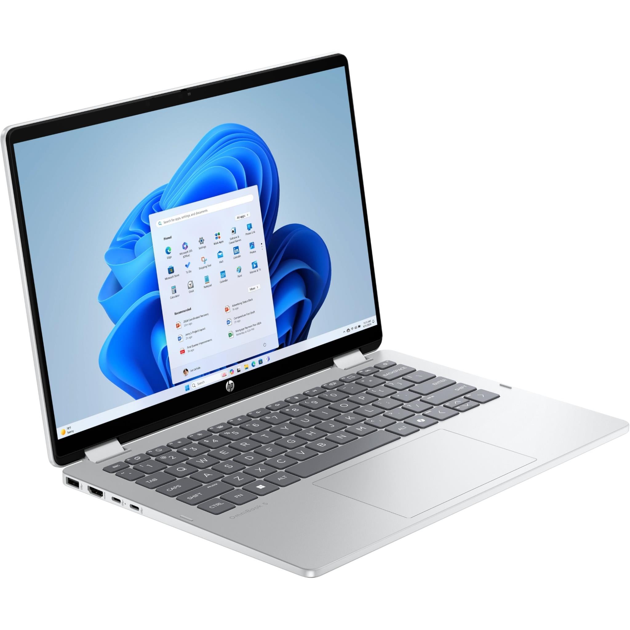 HP OmniBook 5 Flip 14 inch OLED 2-in-1 AI PC laptop in silver, image 3 - Business & Home Laptops at Tech Supply Shed NZ