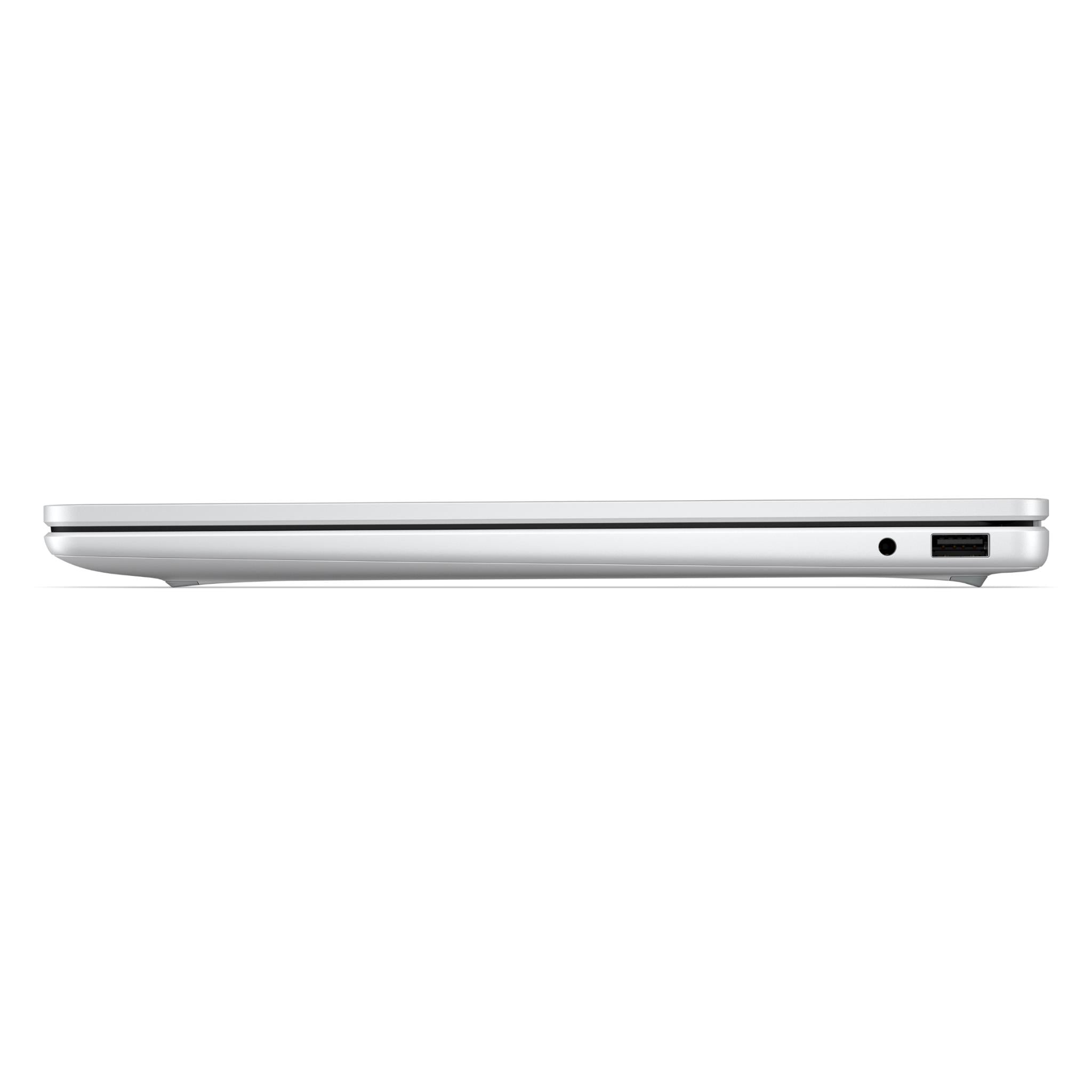 Silver laptop side profile with slim frame and port openings
