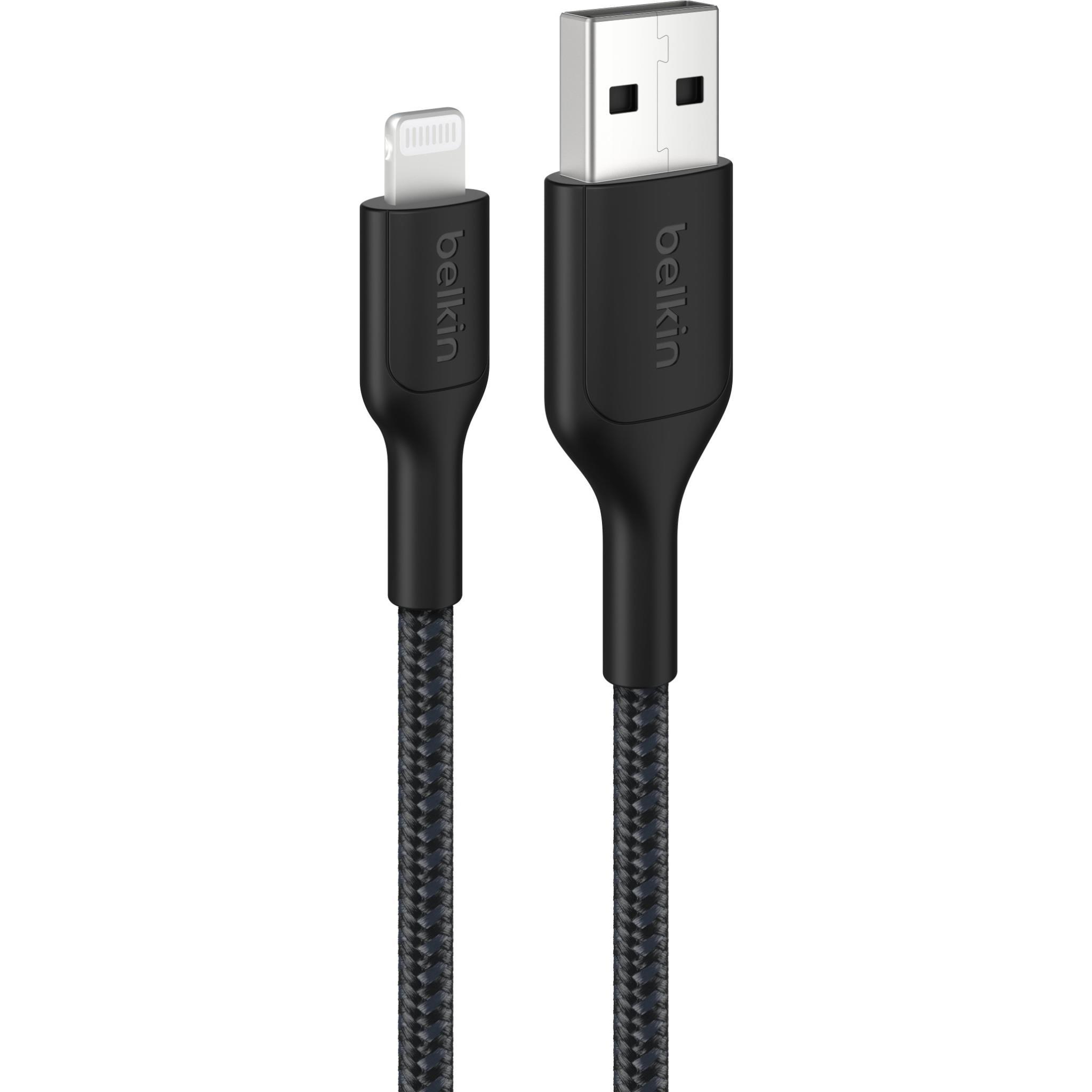 Belkin BoostCharge braided USB-A to Lightning cable, 15cm, black - USB Cables & Adapters at Tech Supply Shed NZ