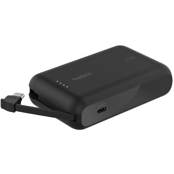 Belkin BoostCharge 10K power bank with integrated USB-C cable in black - Power Banks at Tech Supply Shed NZ