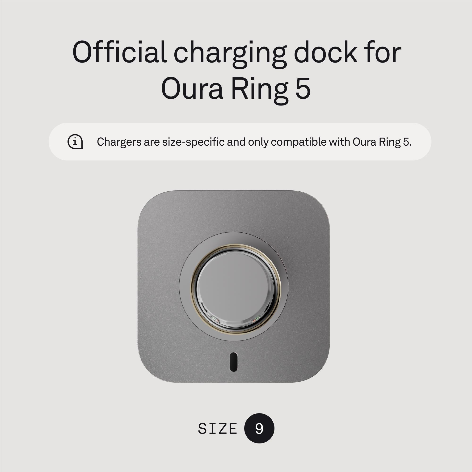 Oura Ring 5 charging dock, size 9, grey, image 2 - Smart Rings at Tech Supply Shed NZ