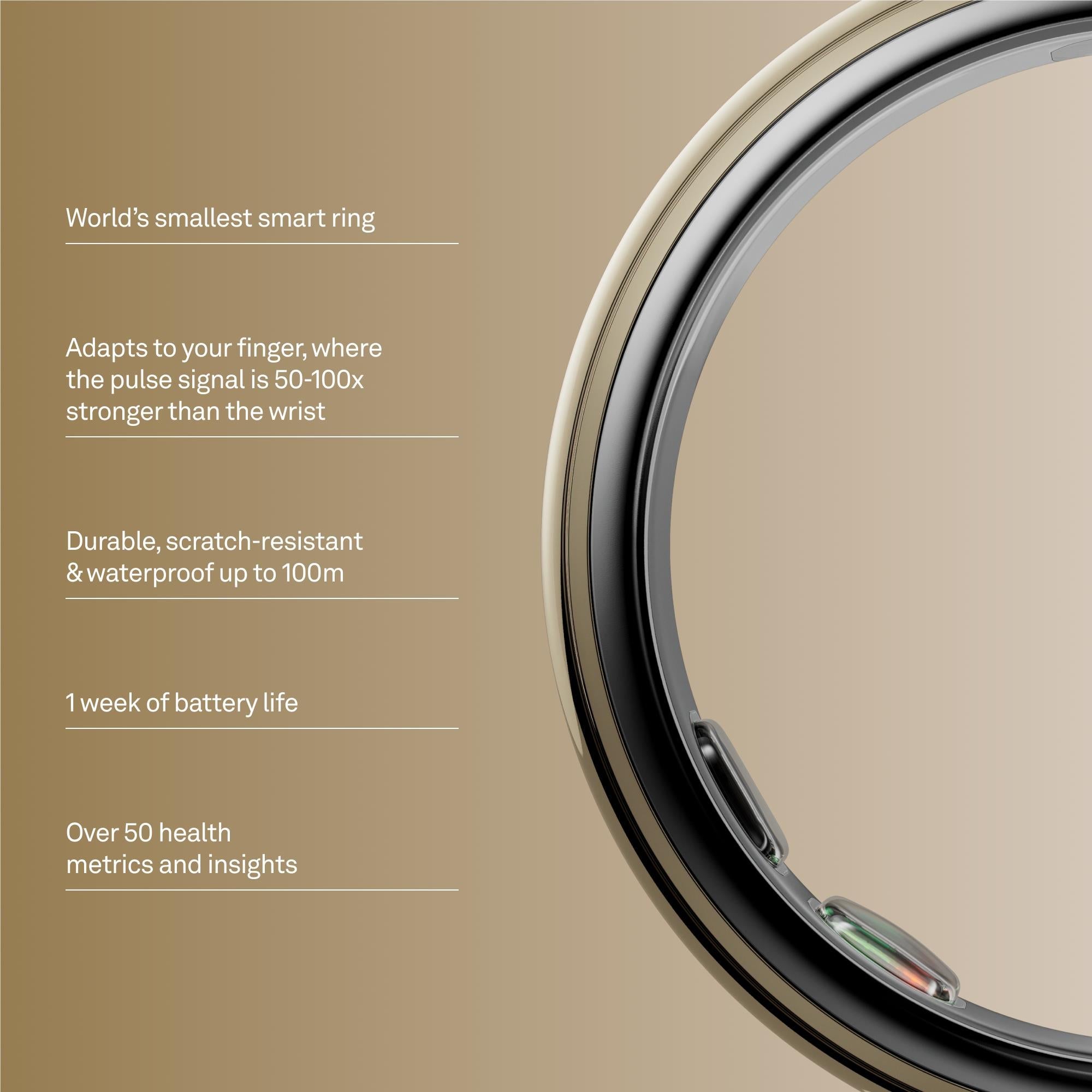 Oura Ring 5 smart ring in gold, size 13, image 2 - Smart Rings at Tech Supply Shed NZ