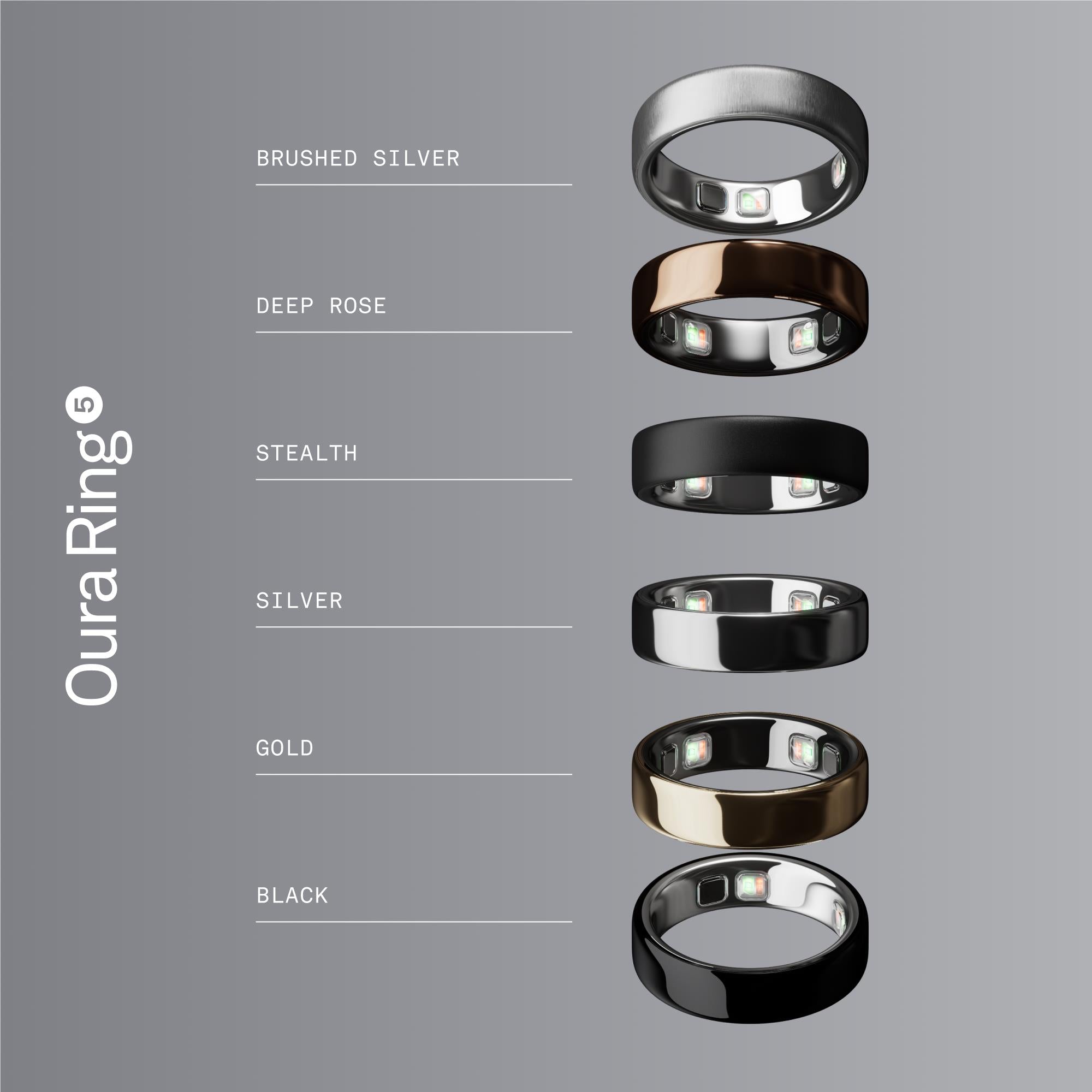 Oura Ring 5 smart ring in silver, size 6, image 7 - Smart Rings at Tech Supply Shed NZ