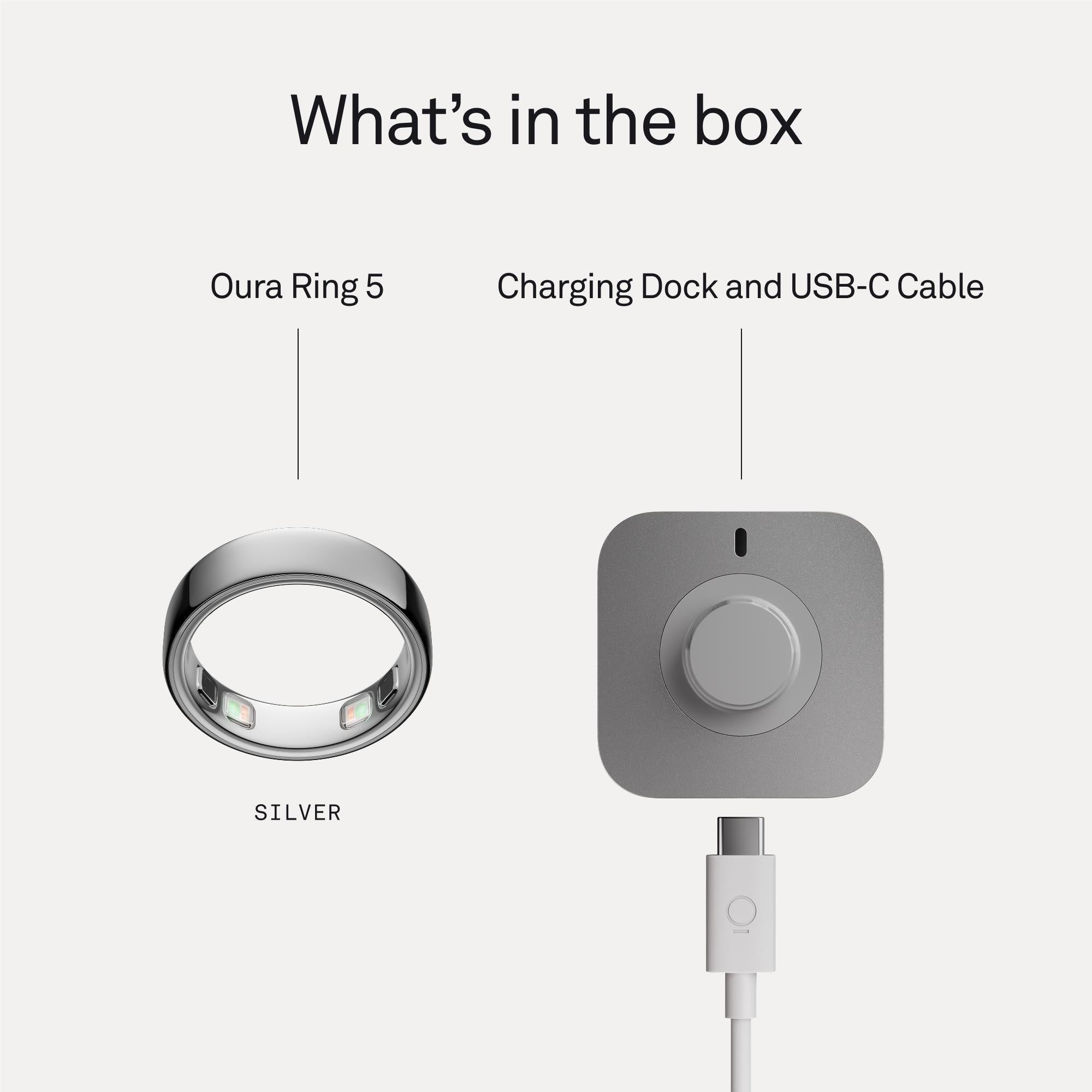 Oura Ring 5 smart ring in silver, size 8, image 8 - Smart Rings at Tech Supply Shed NZ