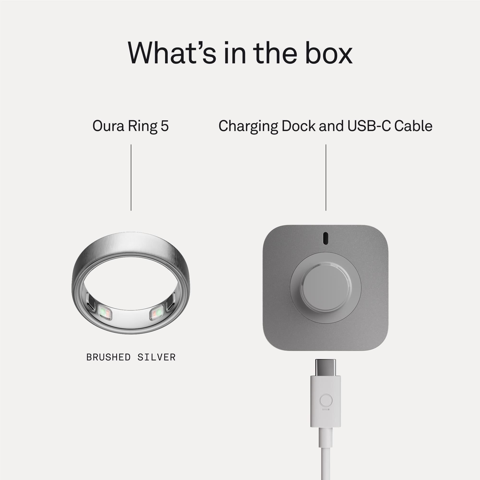 Oura Ring 5 smart ring in brushed silver, size 7, image 8 - Smart Rings at Tech Supply Shed NZ