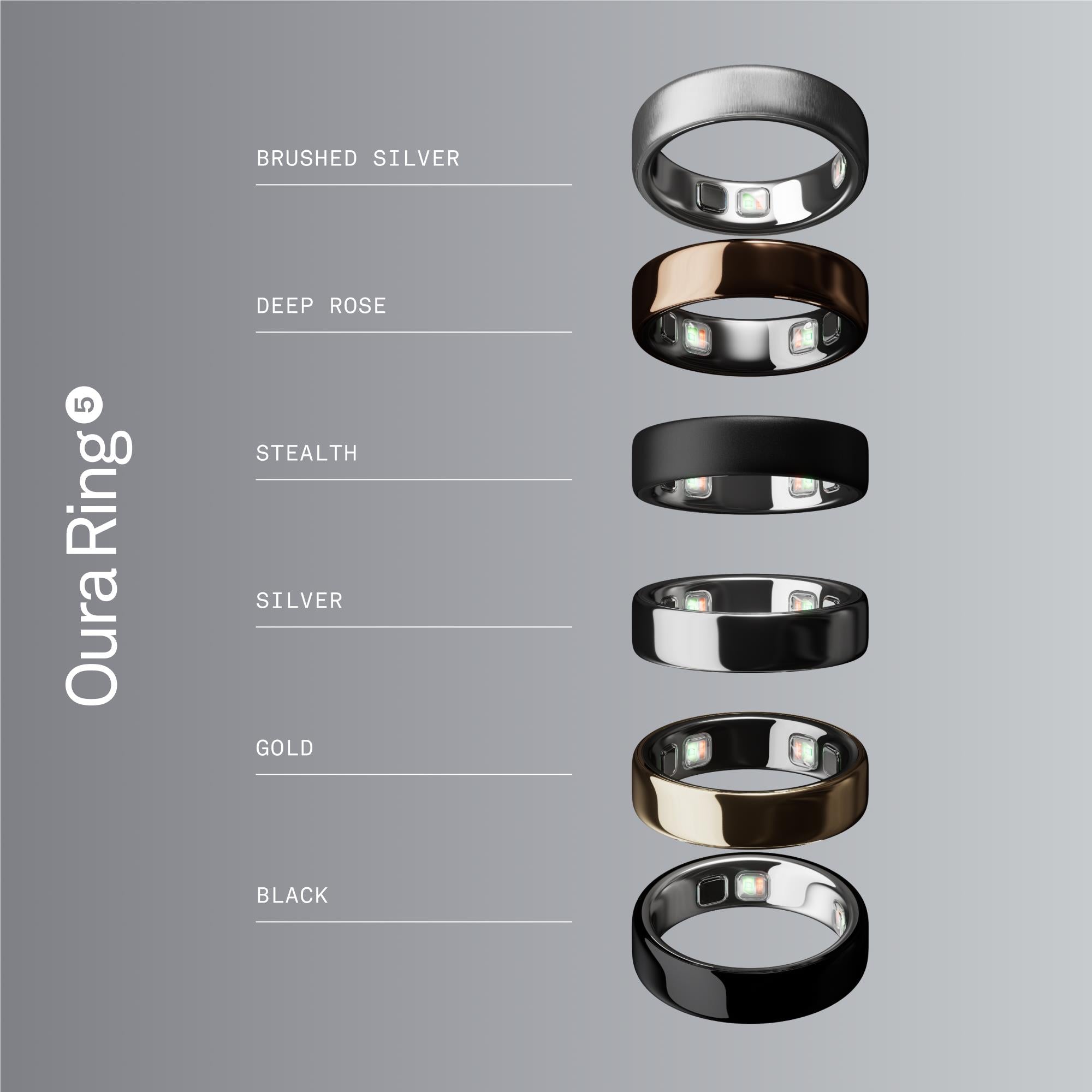 Oura Ring 5 smart ring in brushed silver, size 9, image 7 - Smart Rings at Tech Supply Shed NZ