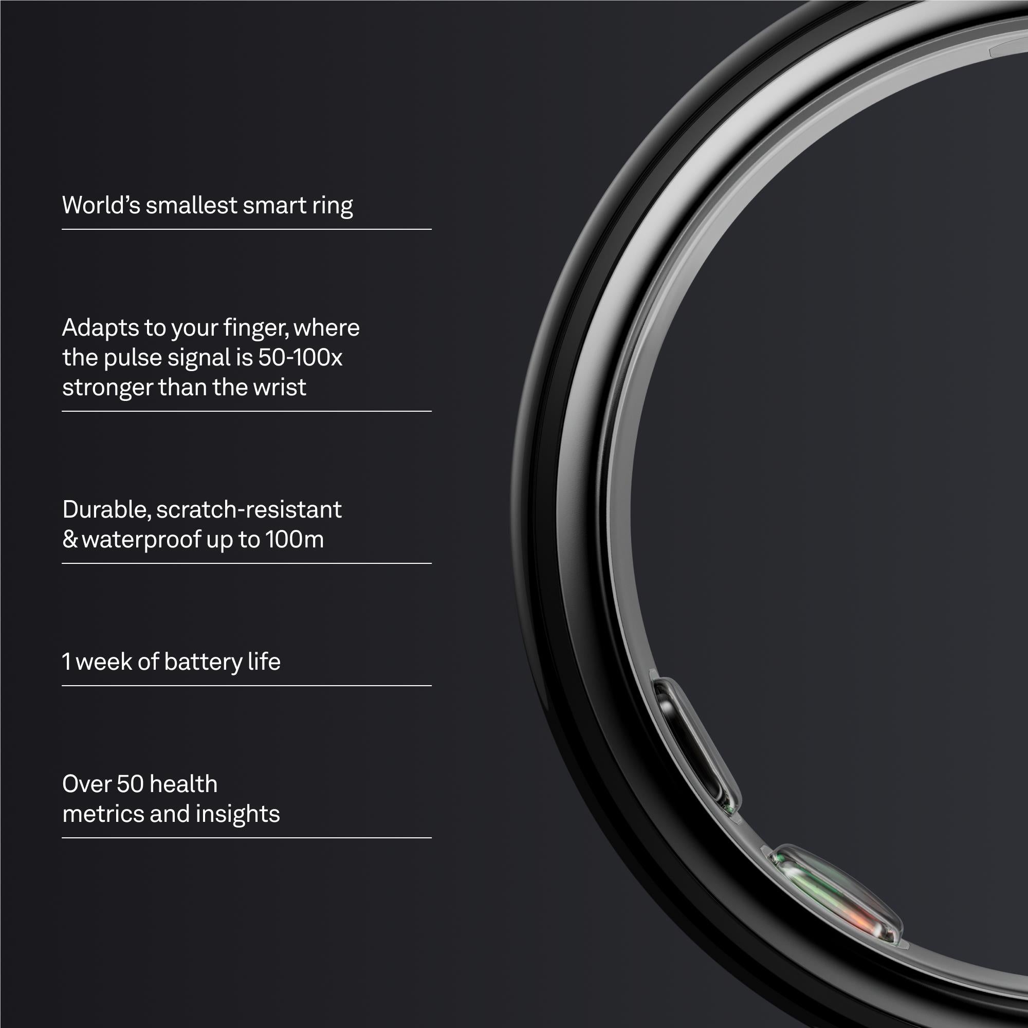 Oura Ring 5 smart ring in black, size 13, image 2 - Smart Rings at Tech Supply Shed NZ