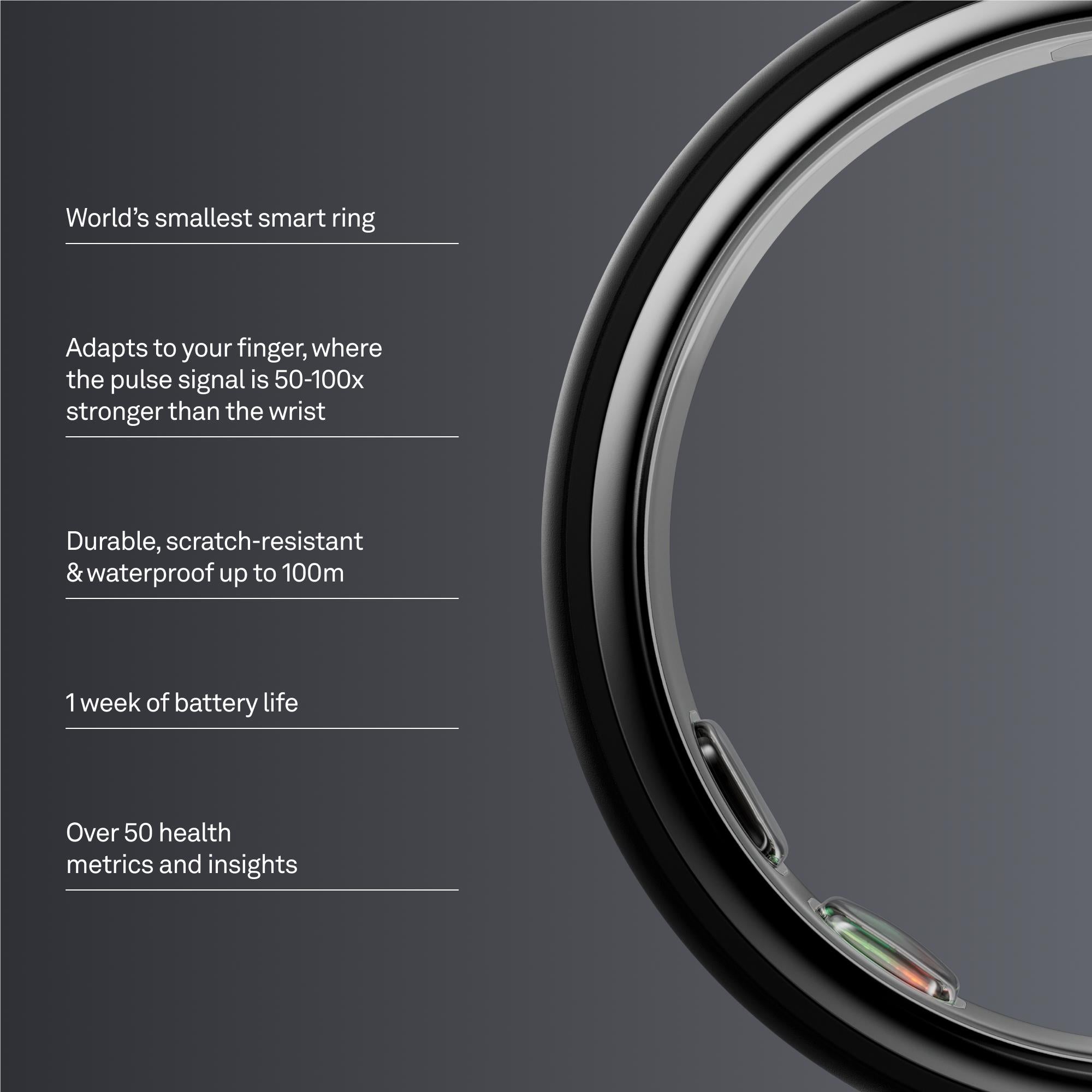 Oura Ring 5 smart ring in Stealth, size 13, image 2 - Smart Rings at Tech Supply Shed NZ