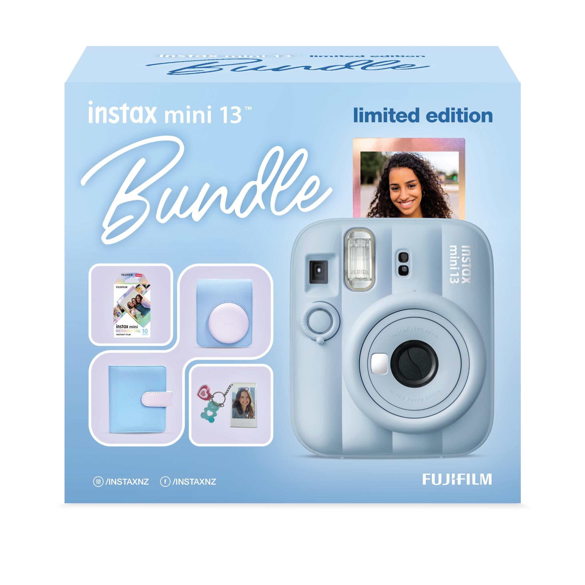 Fujifilm Instax Mini 13 instant camera bundle in Frost Blue, image 3 - Instant Cameras & Film at Tech Supply Shed NZ