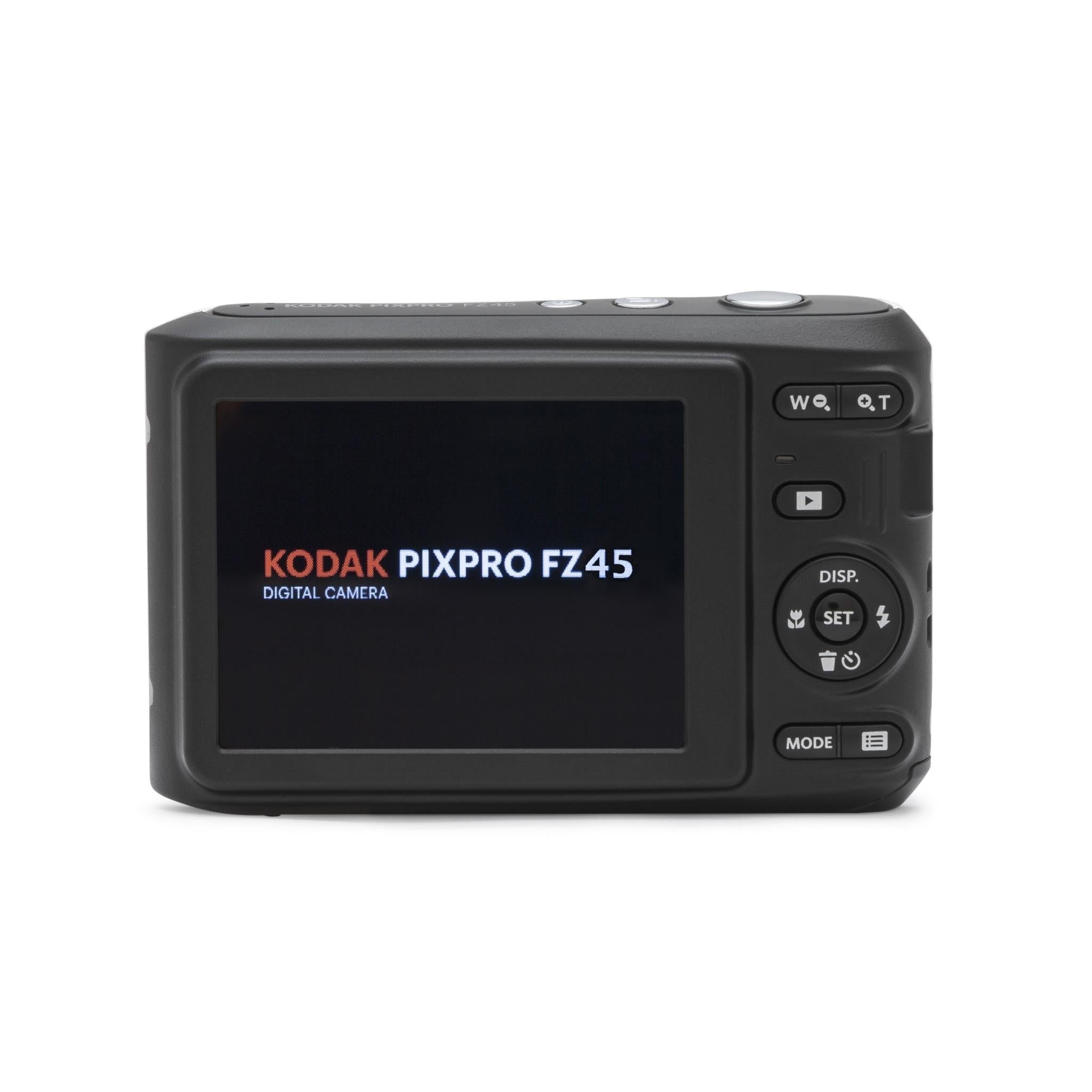 Black Kodak PIXPRO FZ45 compact digital camera with rear LCD screen