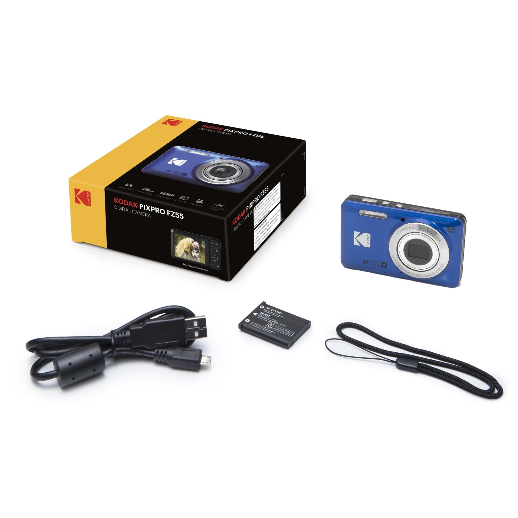 Kodak PIXPRO FZ55 digital compact camera in blue, image 13 - Digital Cameras at Tech Supply Shed NZ