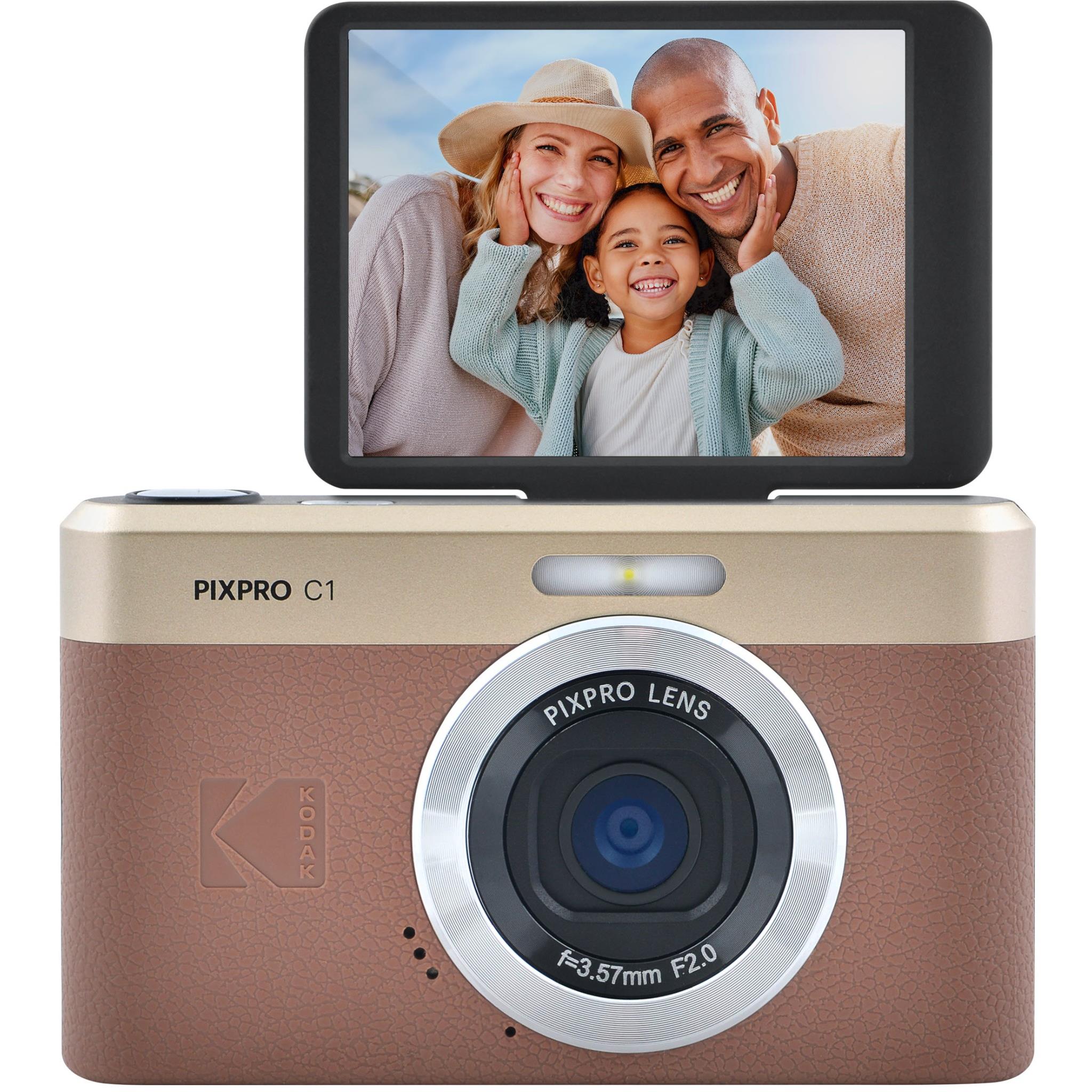 Kodak PIXPRO C1 retro digital camera in brown - Digital Cameras at Tech Supply Shed NZ