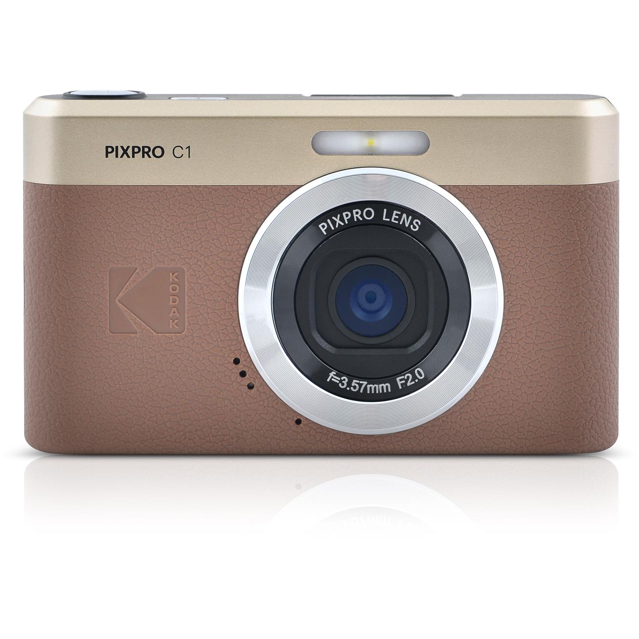 Kodak PIXPRO C1 retro digital camera in brown, image 3 - Digital Cameras at Tech Supply Shed NZ