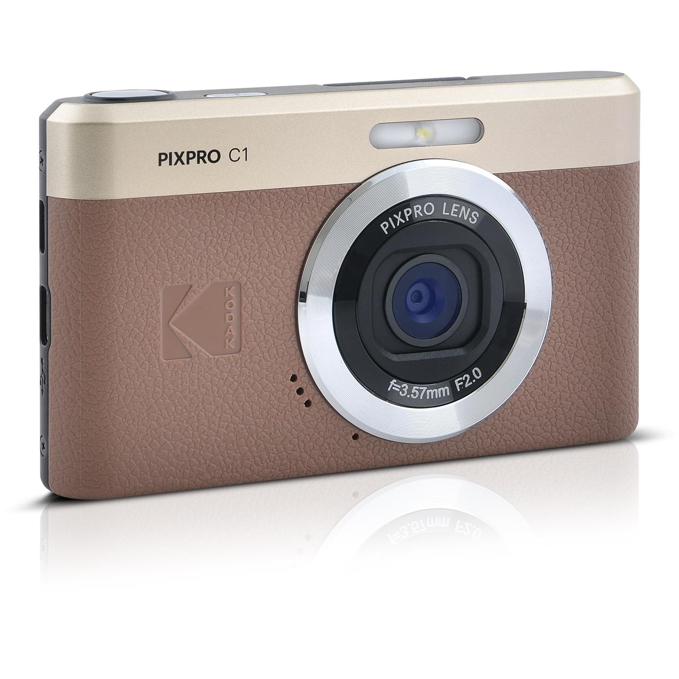 Kodak PIXPRO C1 retro digital camera in brown, image 4 - Digital Cameras at Tech Supply Shed NZ