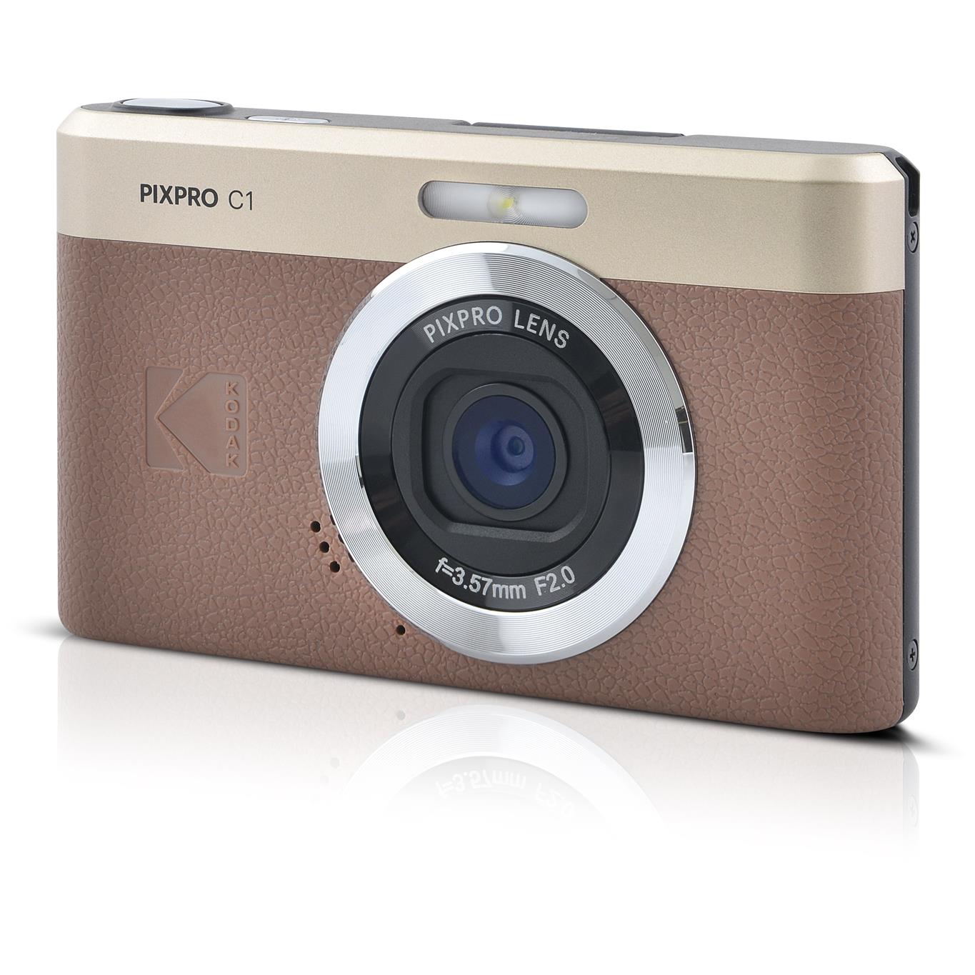 Kodak PIXPRO C1 retro digital camera in brown, image 5 - Digital Cameras at Tech Supply Shed NZ