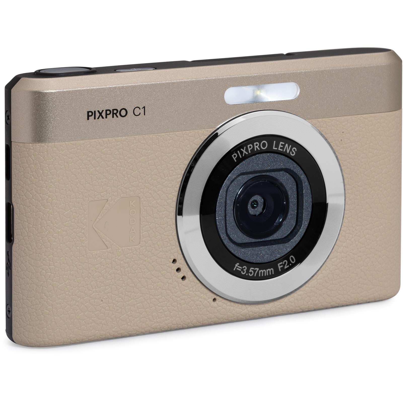 Kodak PIXPRO C1 retro digital camera in tan, image 3 - Digital Cameras at Tech Supply Shed NZ