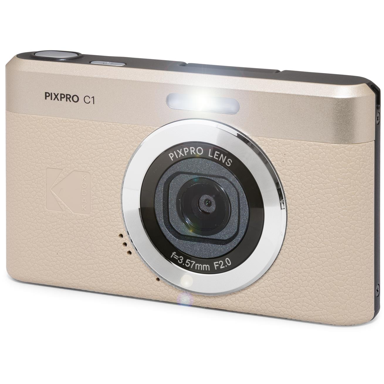 Kodak PIXPRO C1 retro digital camera in tan, image 5 - Digital Cameras at Tech Supply Shed NZ