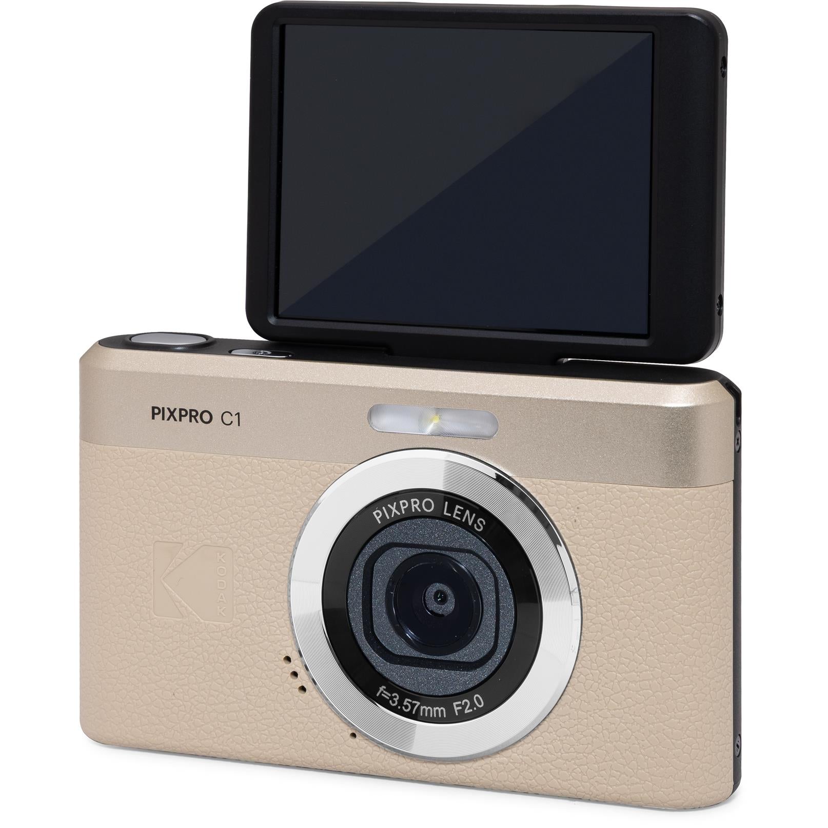 Kodak PIXPRO C1 retro digital camera in tan, image 6 - Digital Cameras at Tech Supply Shed NZ