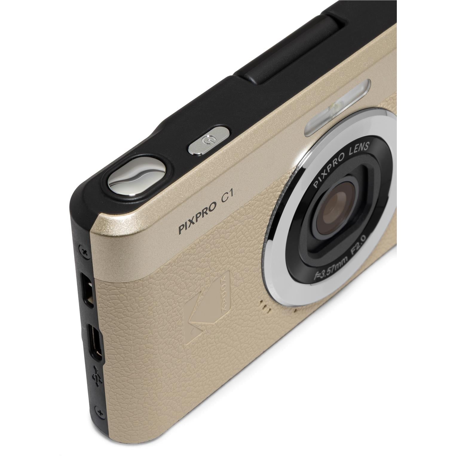 Kodak PIXPRO C1 retro digital camera in tan, image 7 - Digital Cameras at Tech Supply Shed NZ