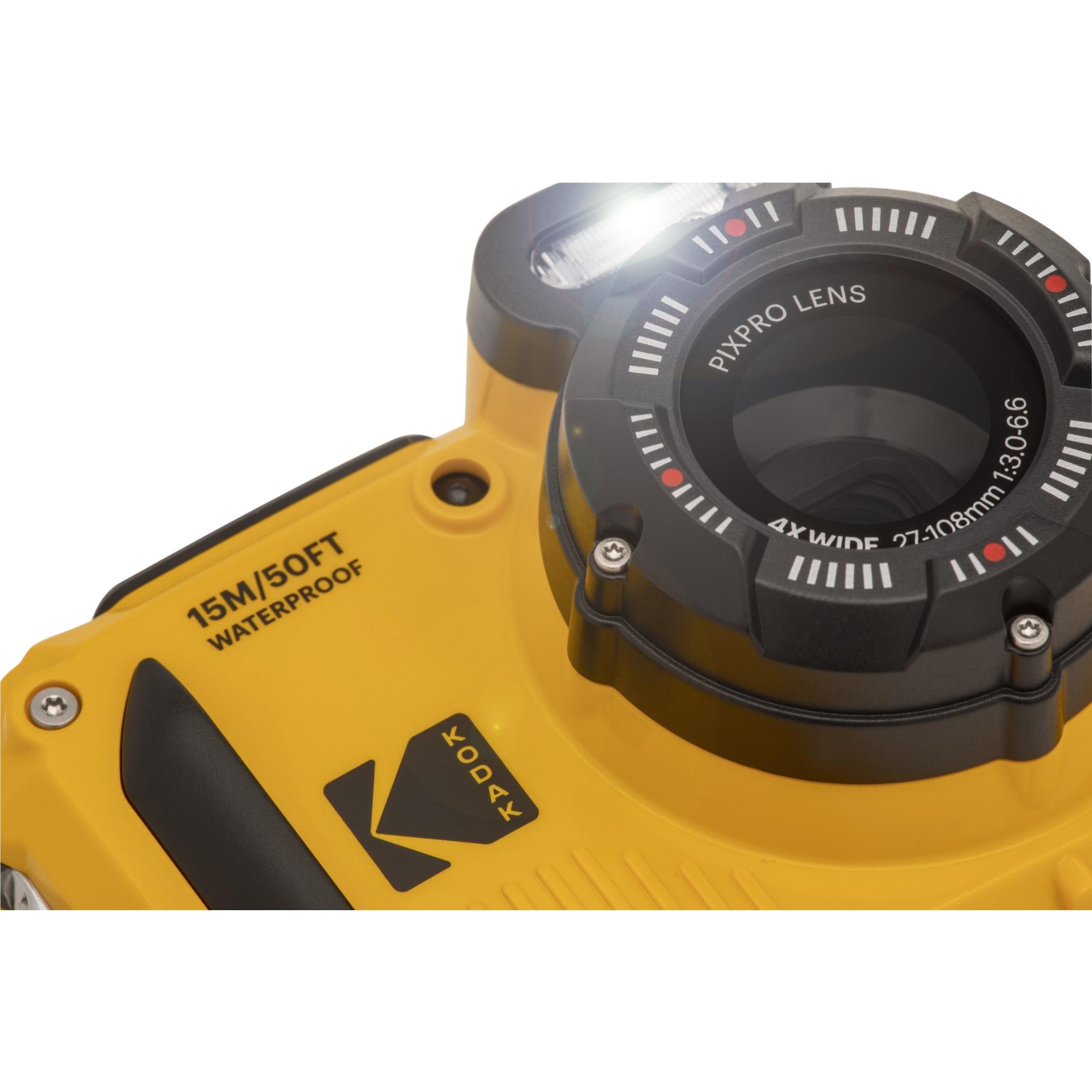Kodak PIXPRO WPZ2 waterproof compact digital camera in yellow, image 11 - Digital Cameras at Tech Supply Shed NZ