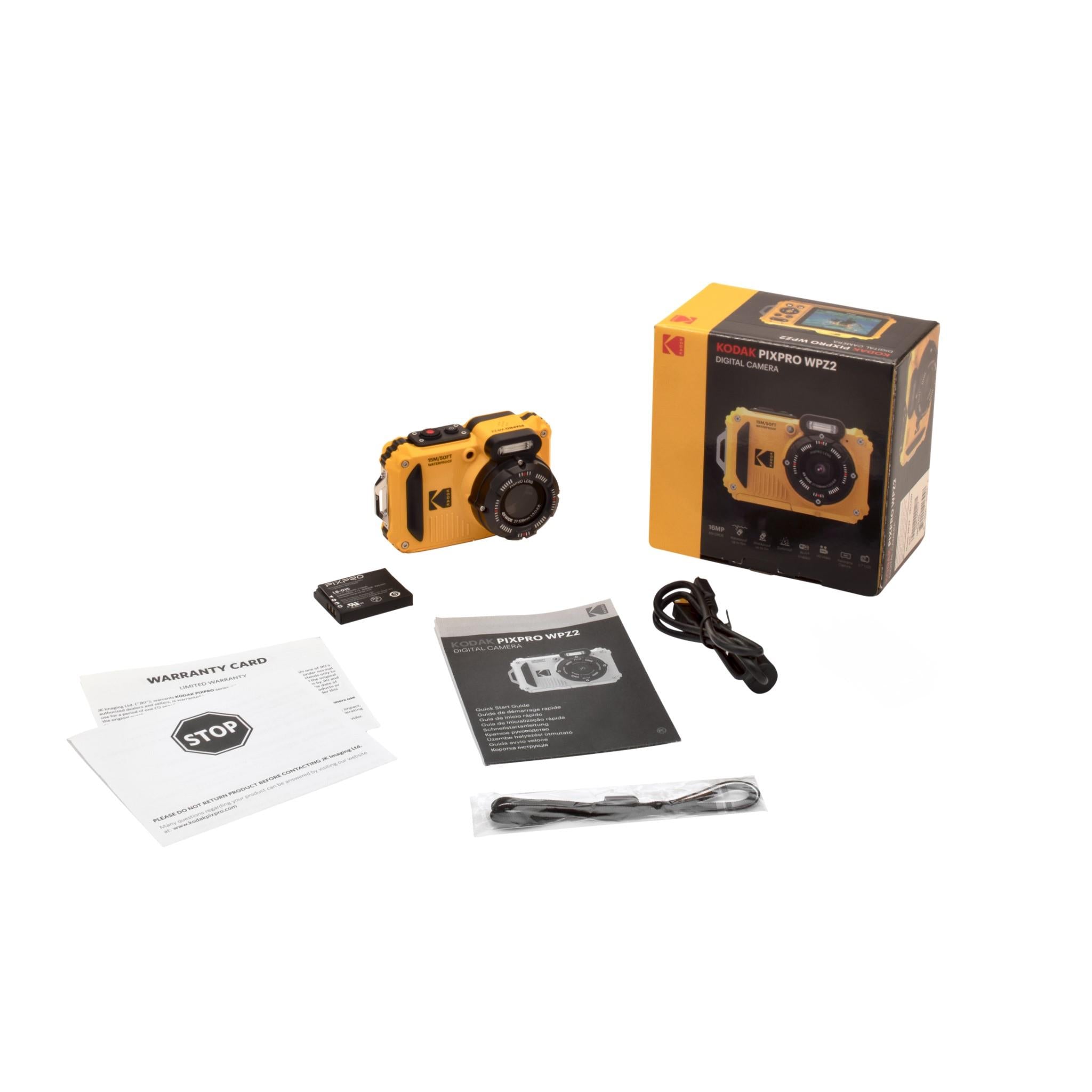 Kodak PIXPRO WPZ2 waterproof compact digital camera in yellow, image 12 - Digital Cameras at Tech Supply Shed NZ