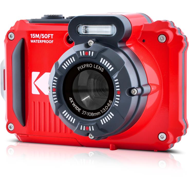 Kodak PIXPRO WPZ2 waterproof compact digital camera in red, image 2 - Digital Cameras at Tech Supply Shed NZ