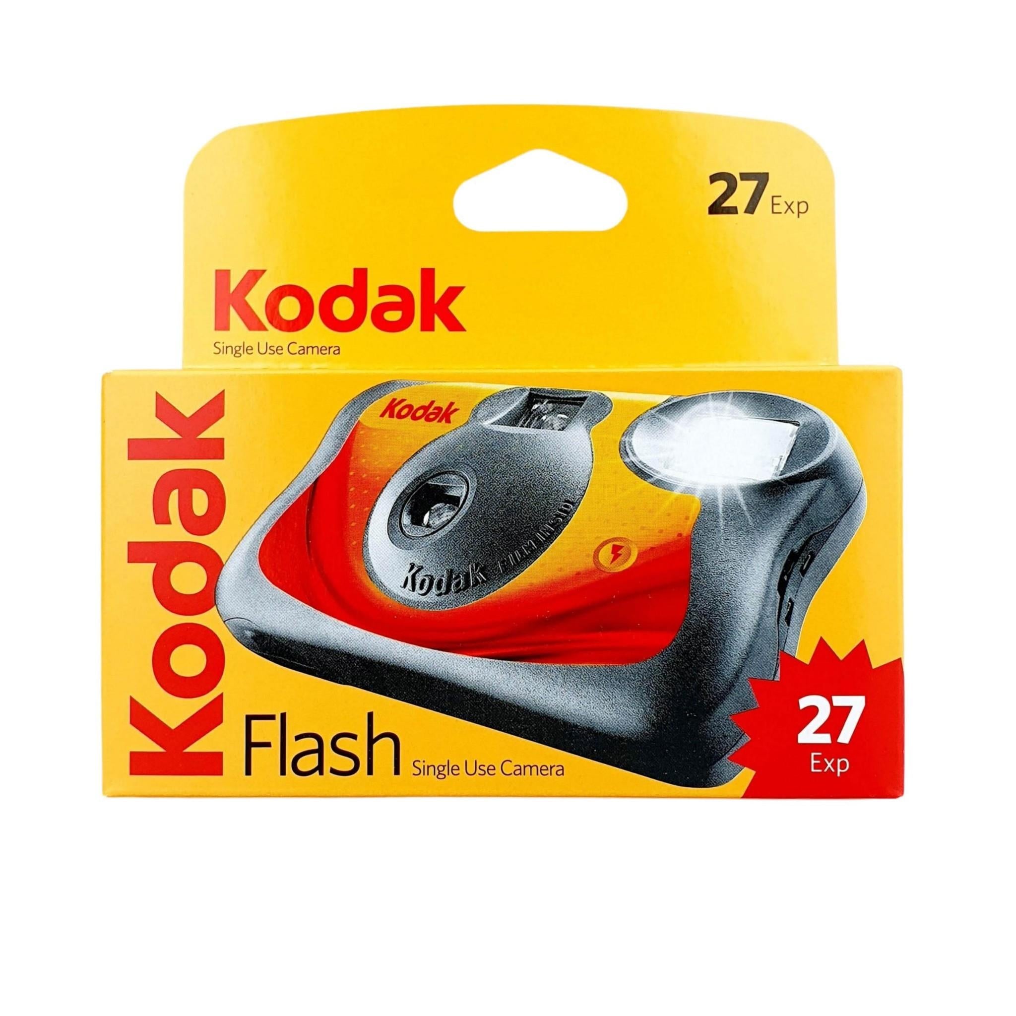 Kodak single-use camera package with flash and 27 exp, yellow and red