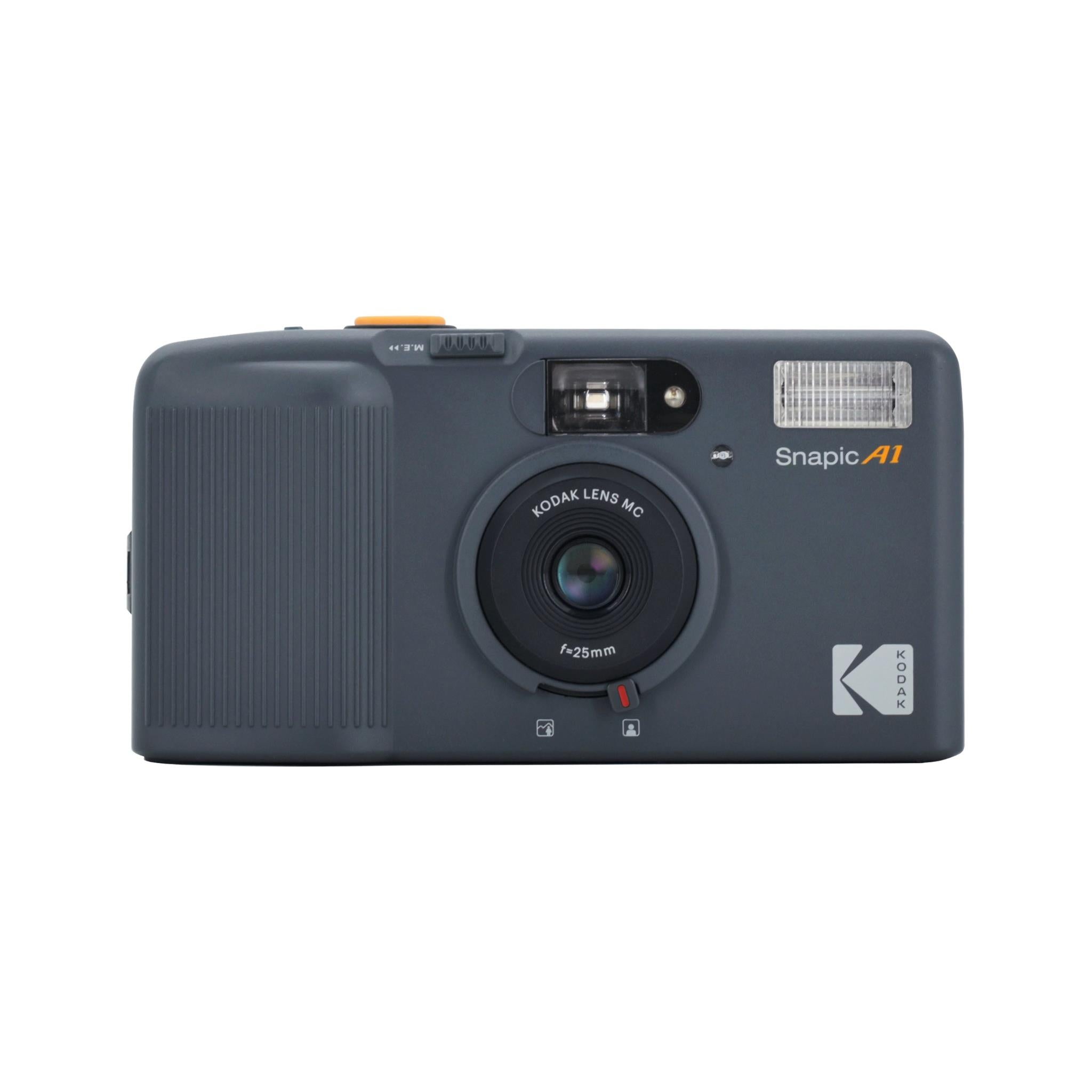 Kodak Snapic A1 compact 35mm film camera in dark gray with built-in flash
