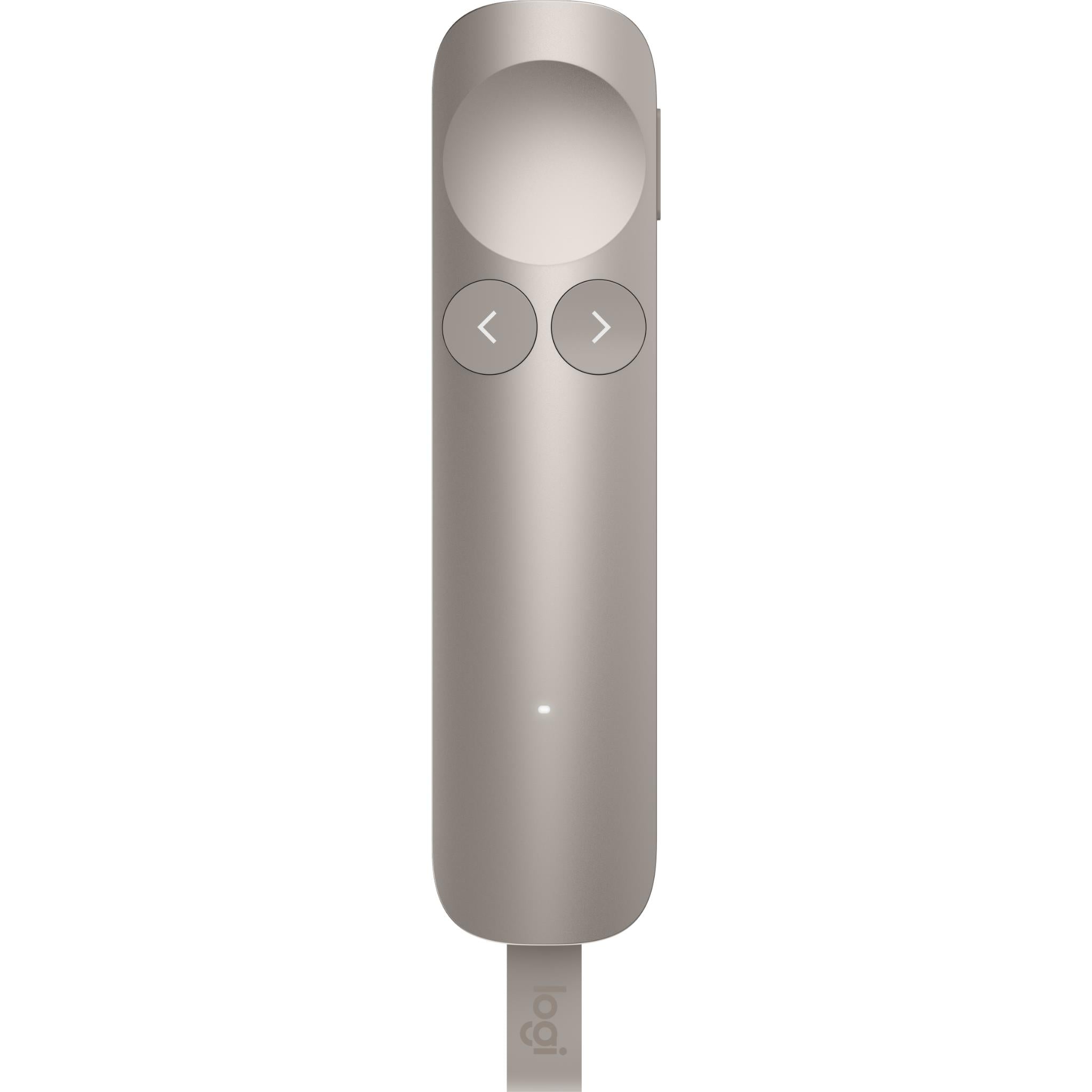 Sand white wireless presentation remote front view with two arrow buttons