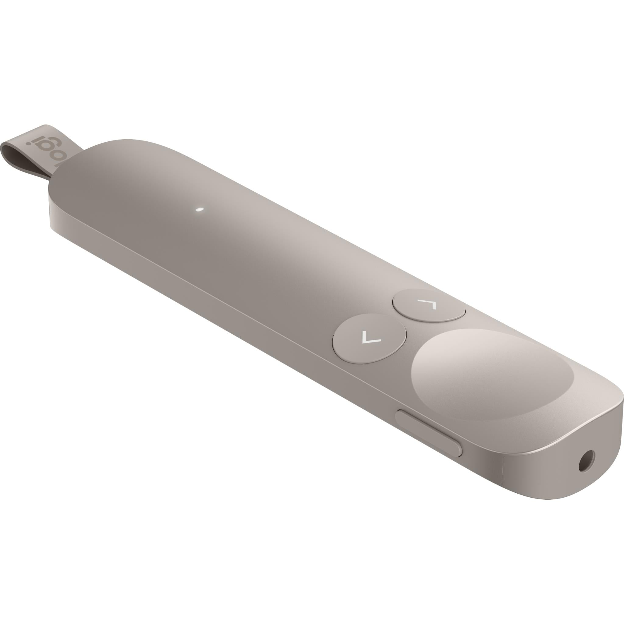 Sand white wireless presentation remote top view showing two control buttons