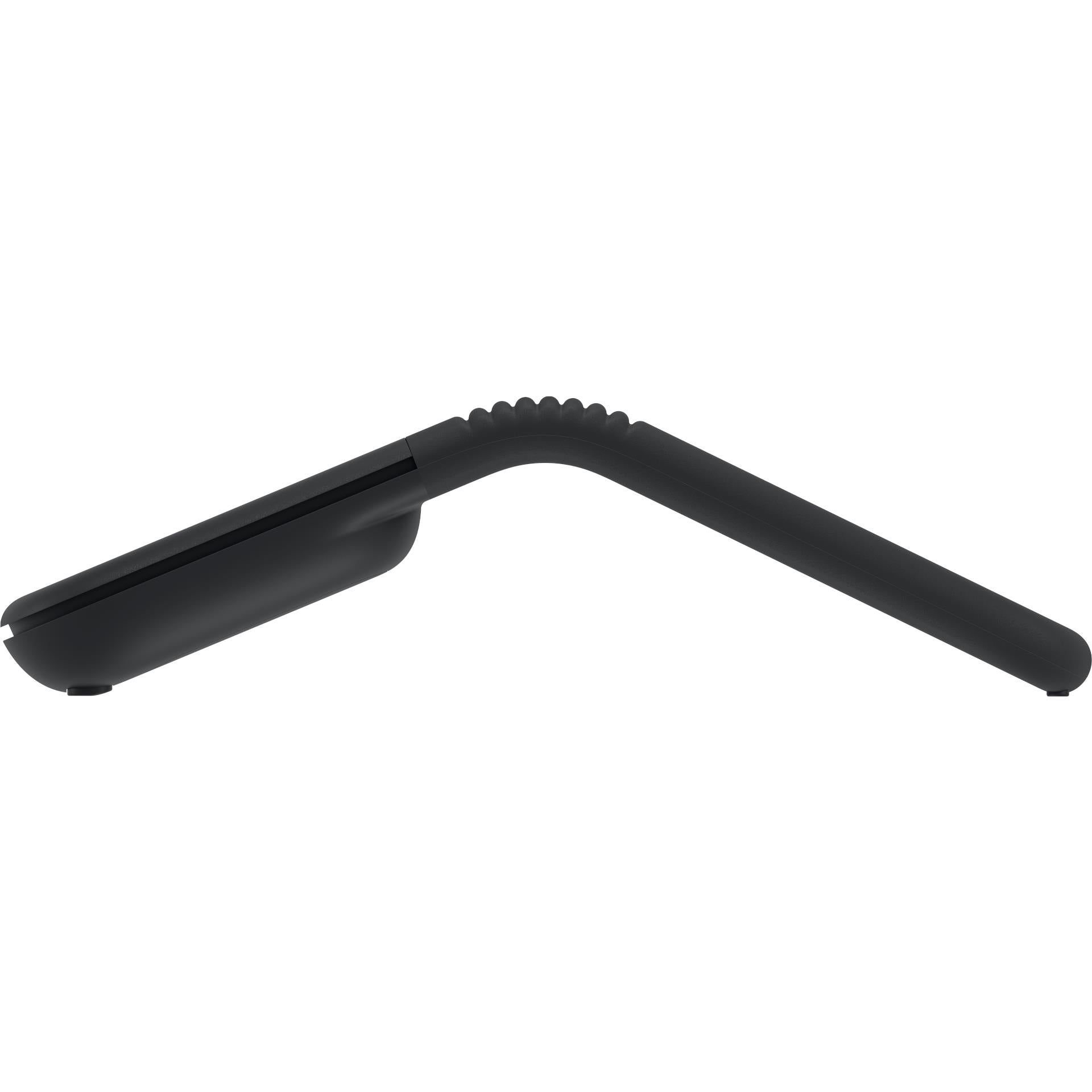 Folded wireless mouse with extended hinge arms in open position
