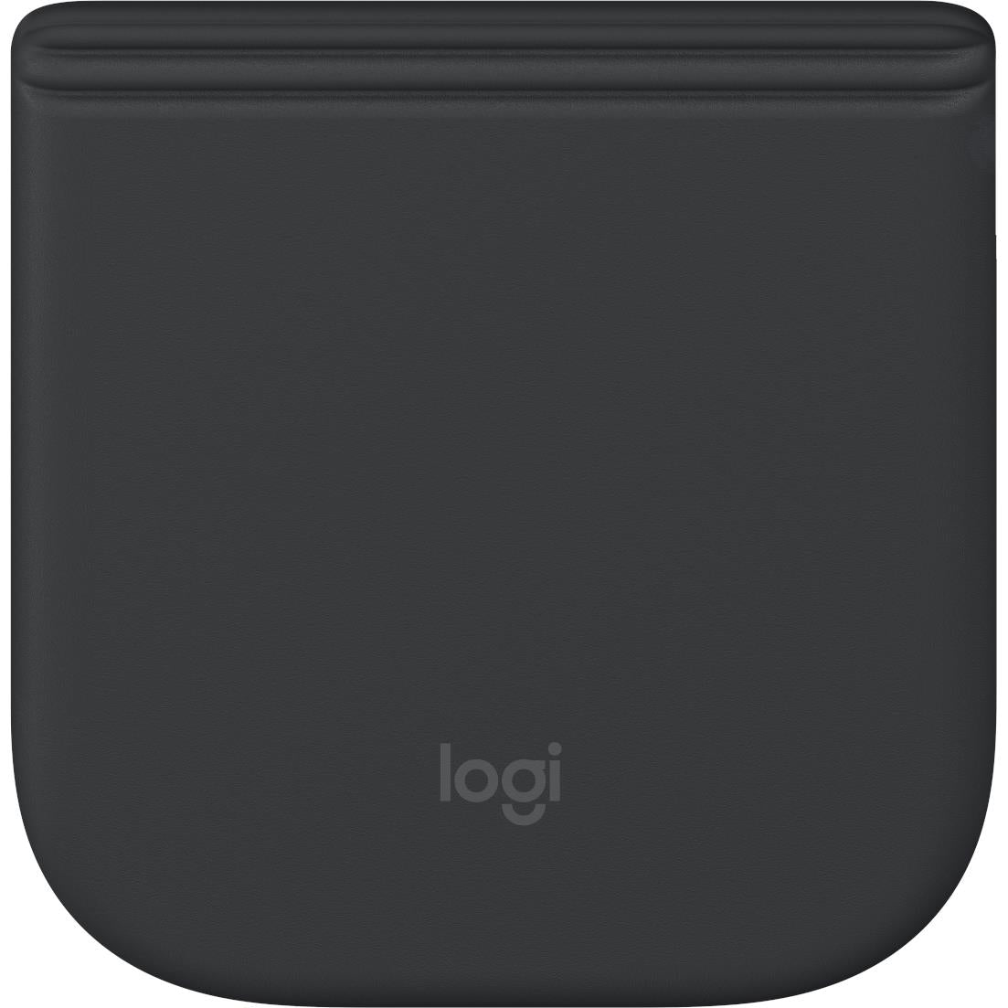 Foldable wireless mouse back view with logi branding