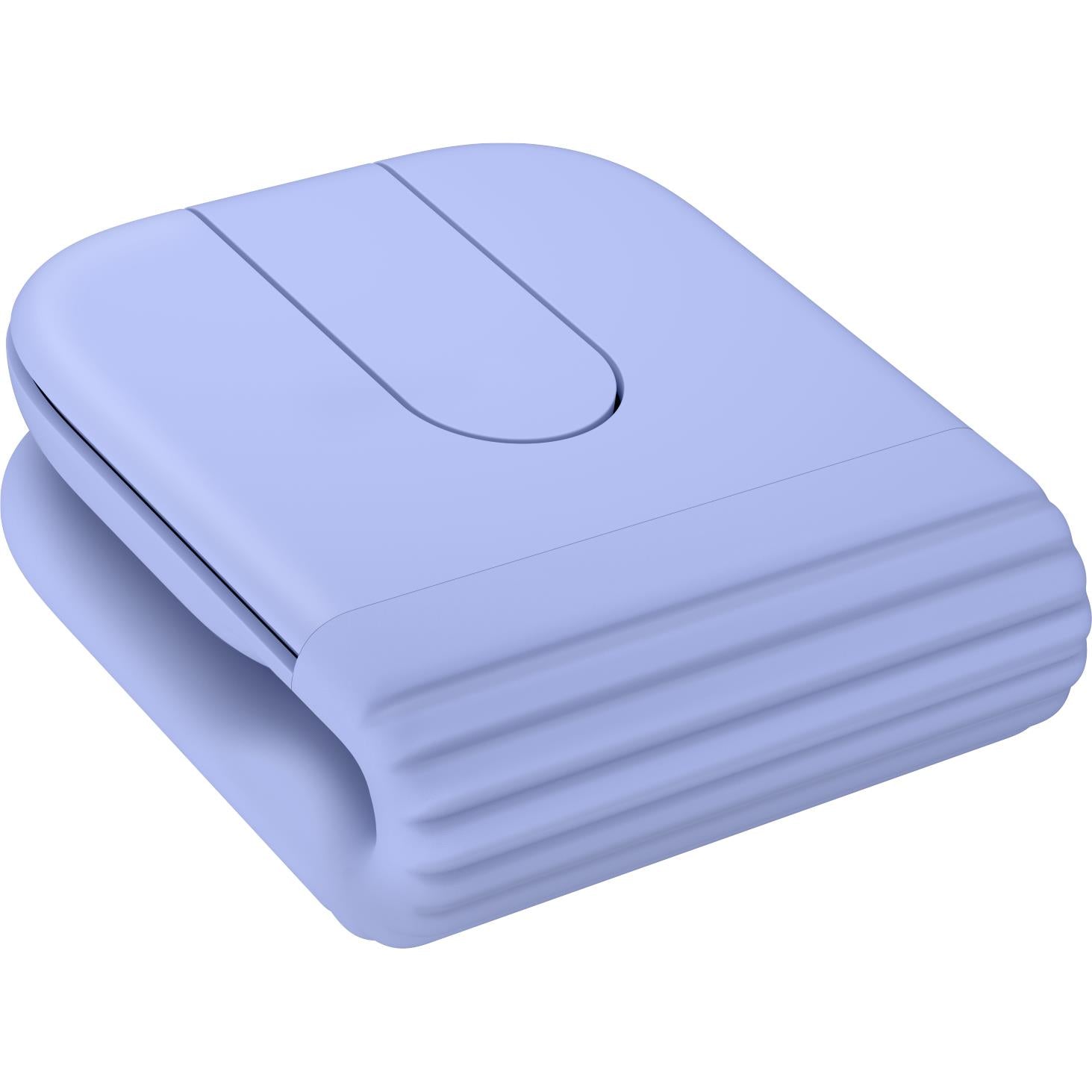 Lilac foldable compact mouse top view with oval trackpad button