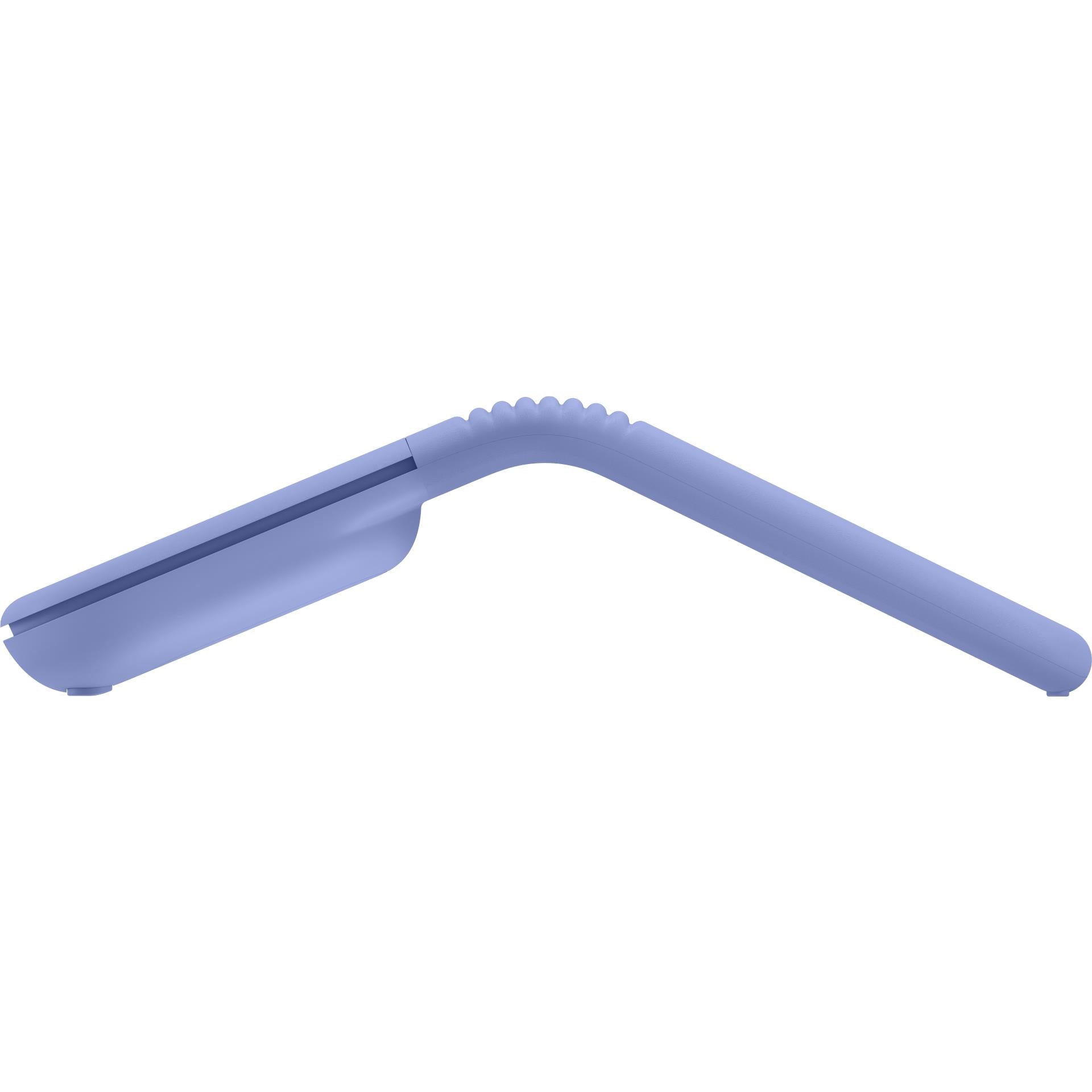 Lilac foldable mouse open in V-shape with ridged grip detail