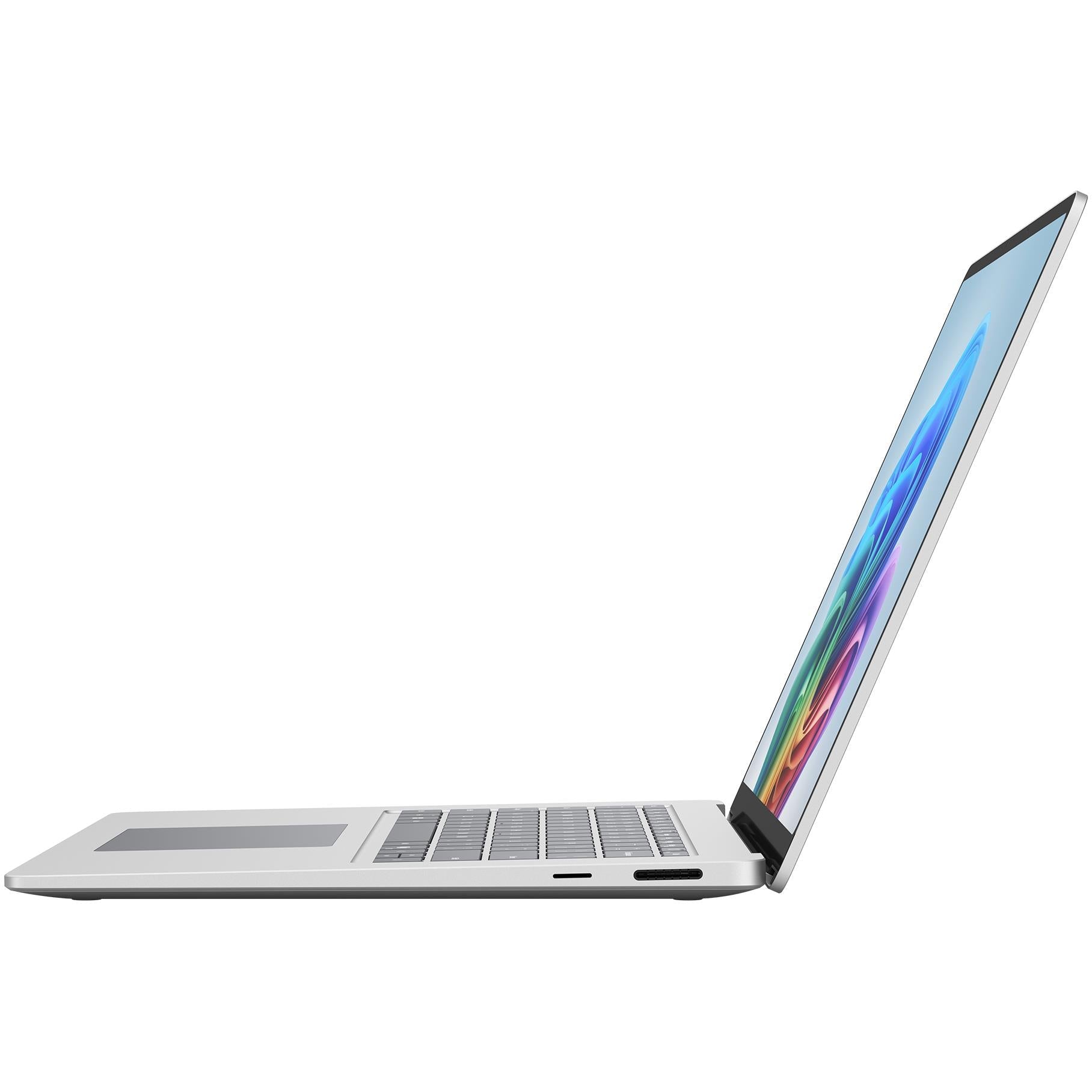 Platinum laptop angled view showing edge ports and open display