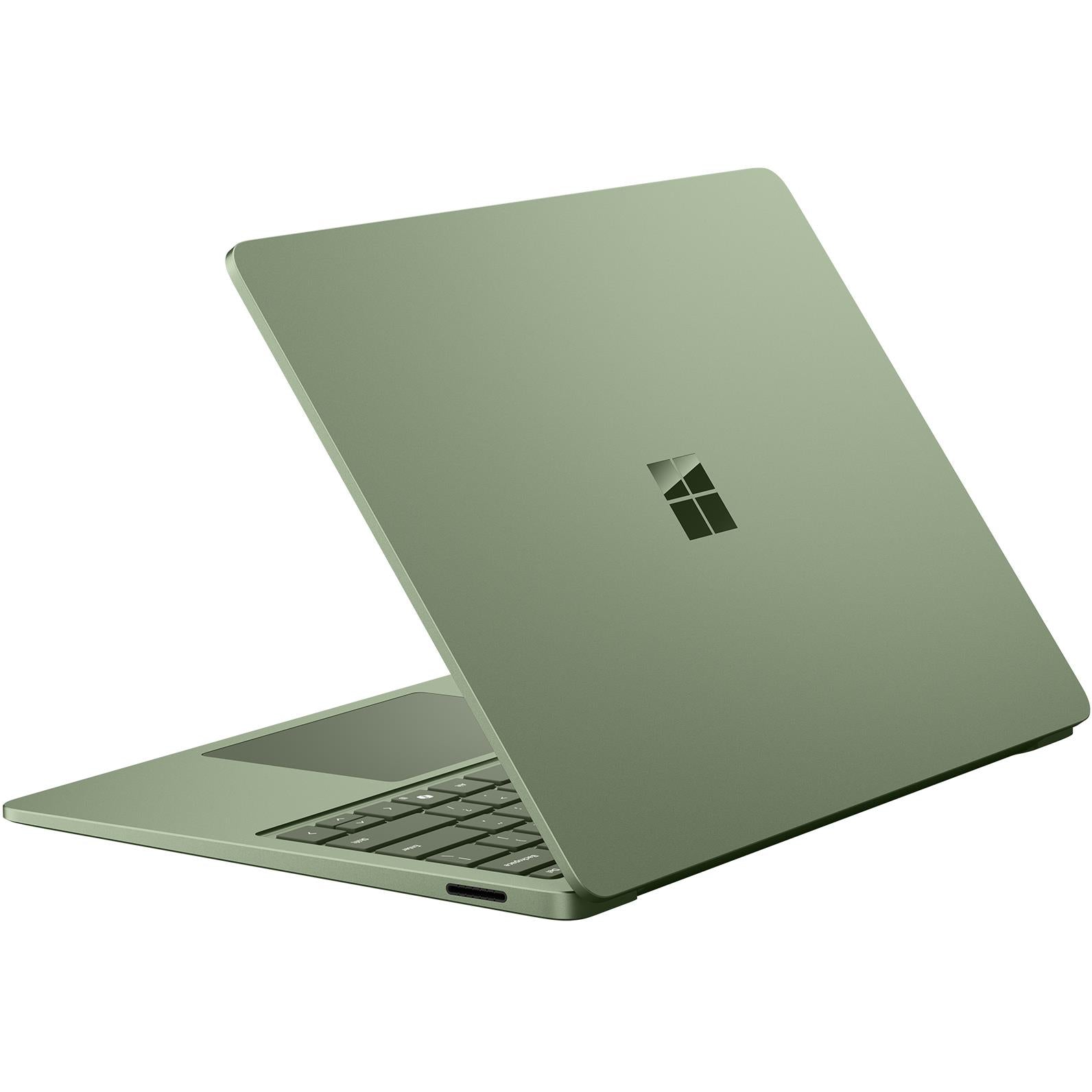 Jade green Surface Laptop back with Microsoft logo, closed