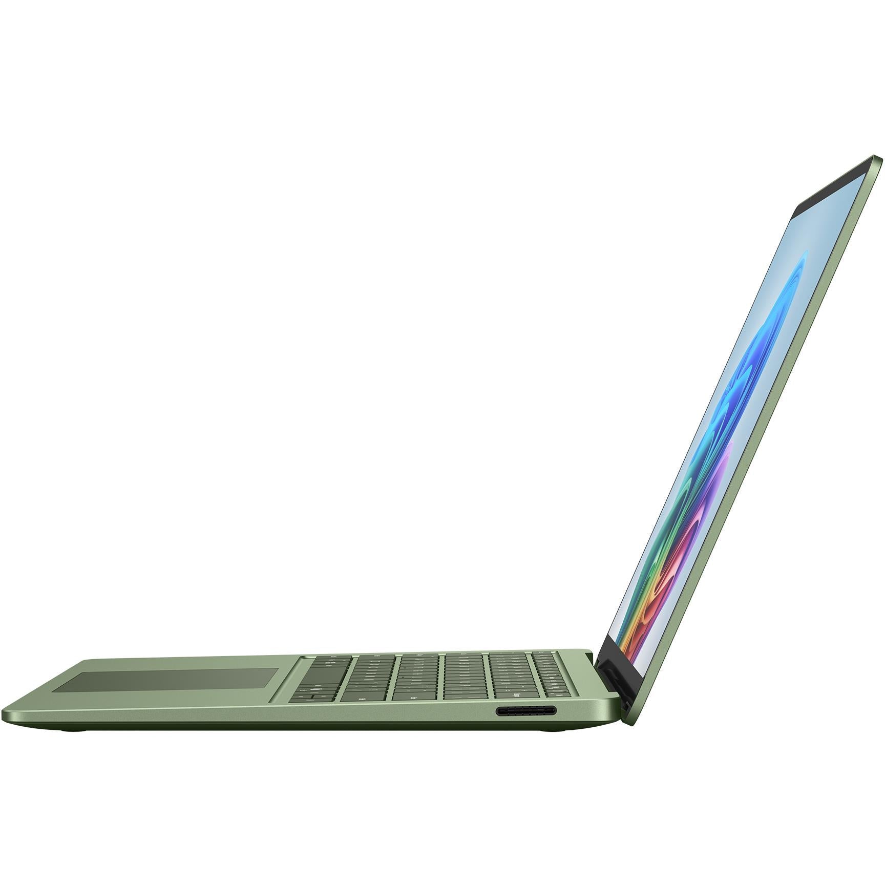 Jade green Surface Laptop with angled screen and keyboard