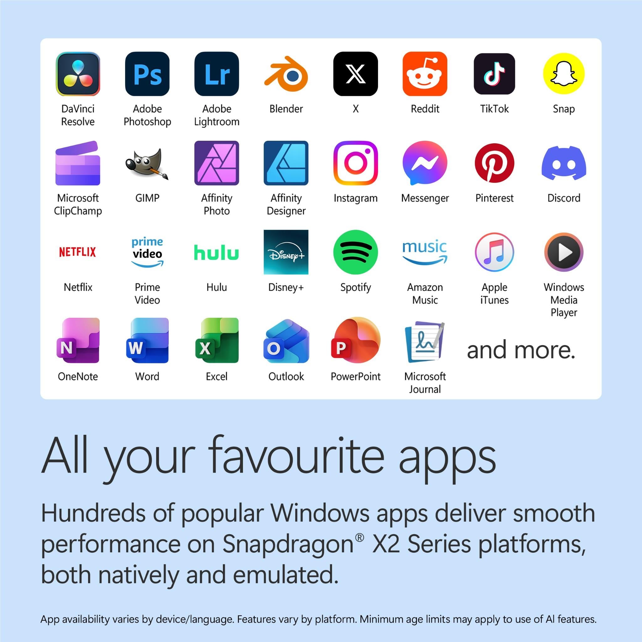 Surface Pro touchscreen showing a grid of app icons