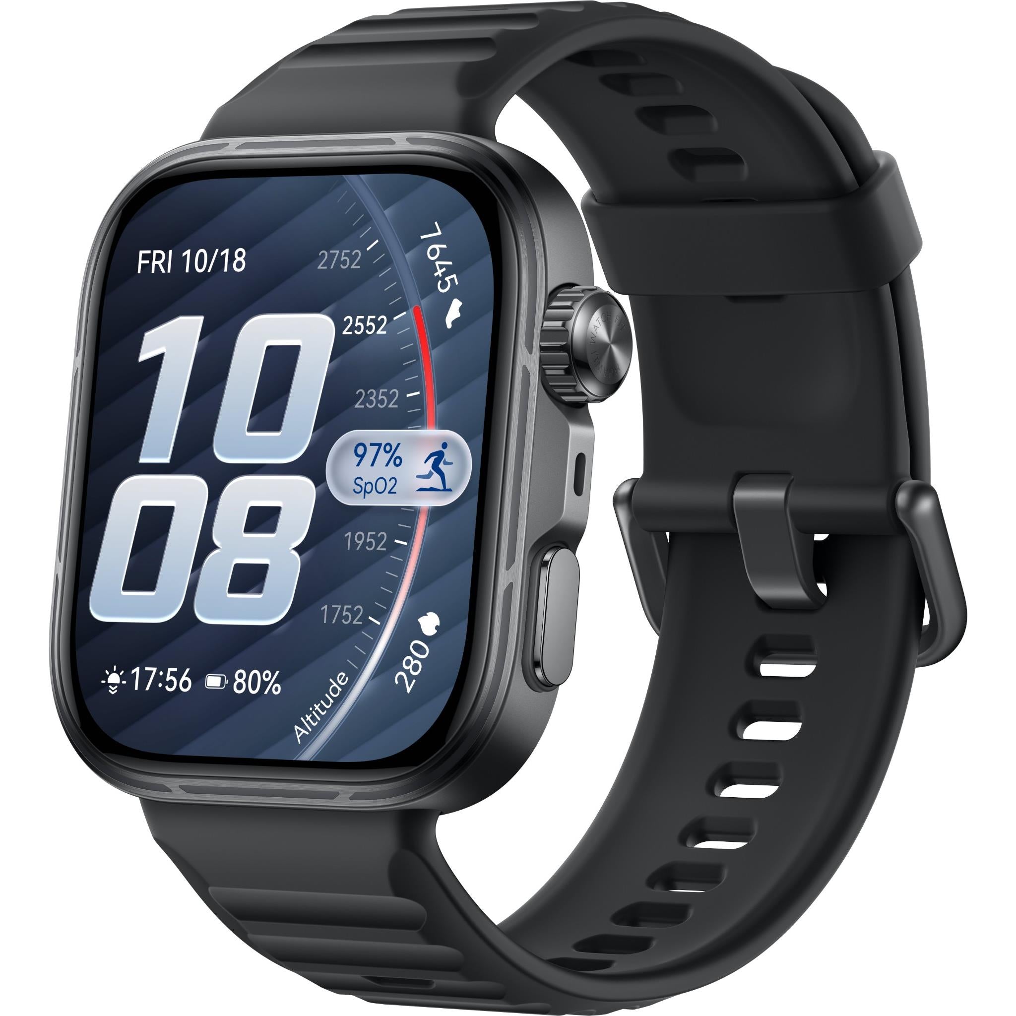 Huawei Watch Fit 5 Pro smartwatch with black fluoroelastomer strap - Smart Watches at Tech Supply Shed NZ