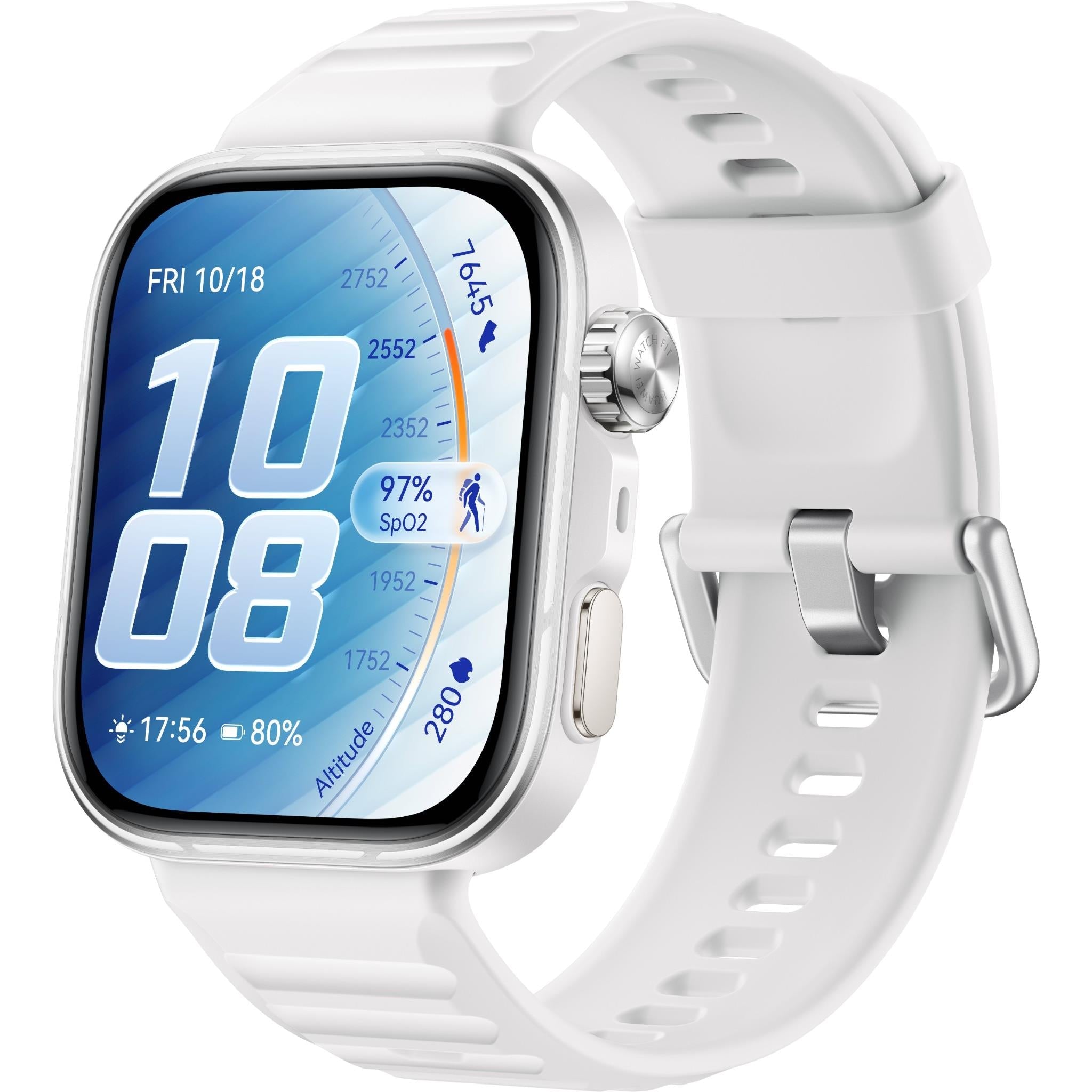 Huawei Watch Fit 5 Pro smartwatch with white fluoroelastomer strap - Smart Watches at Tech Supply Shed NZ